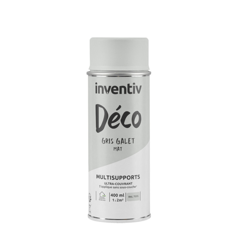 Peinture multisupports Déco gris galet mat 0,4 L INVENTIV
