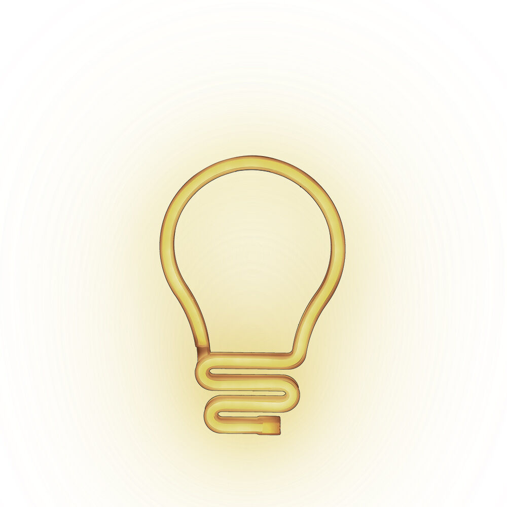 Lampe néon LED forme ampoule jaune à suspendre L16,5xH26,5cm
