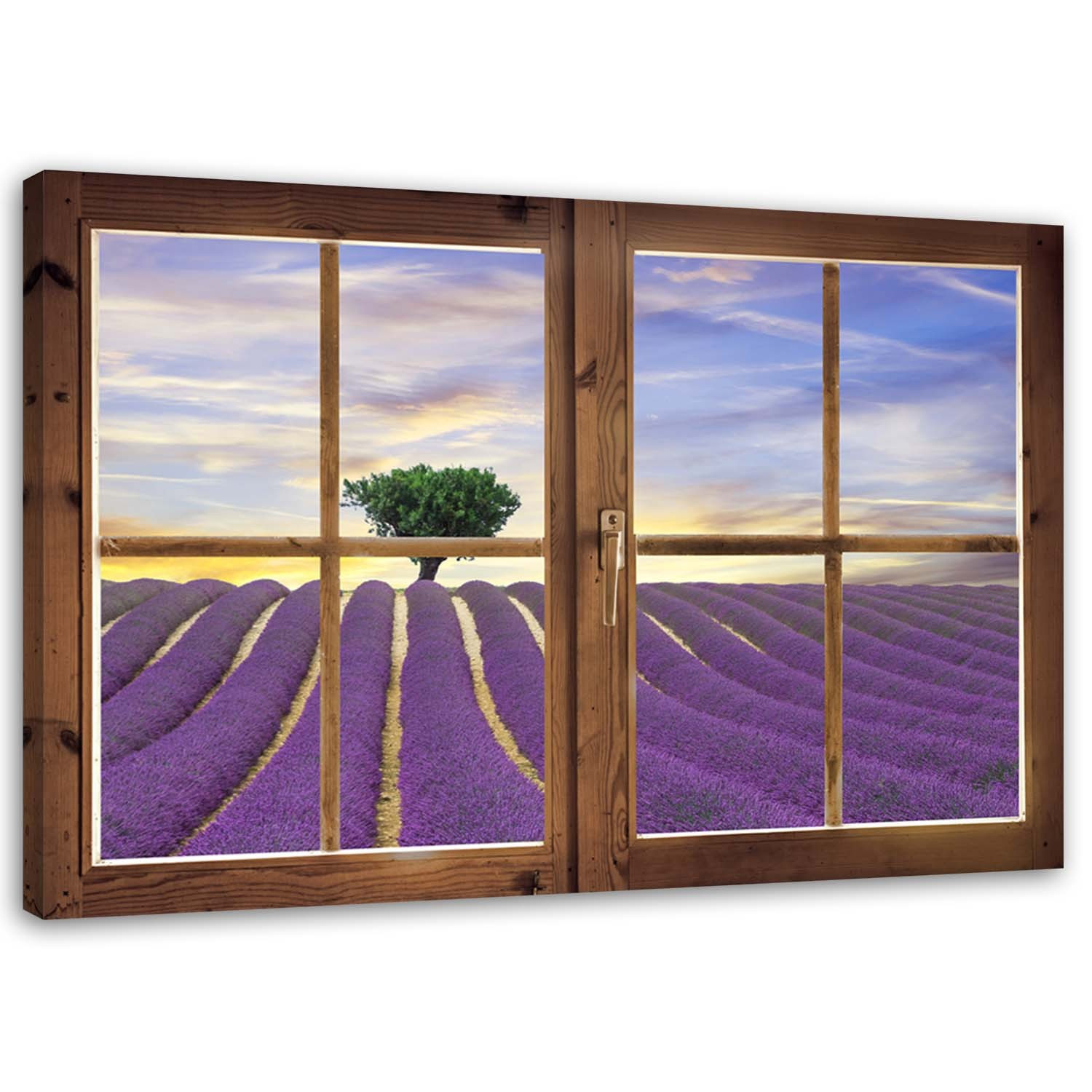 Feeby Obraz na płótnie Okno pole lawendy 60x40