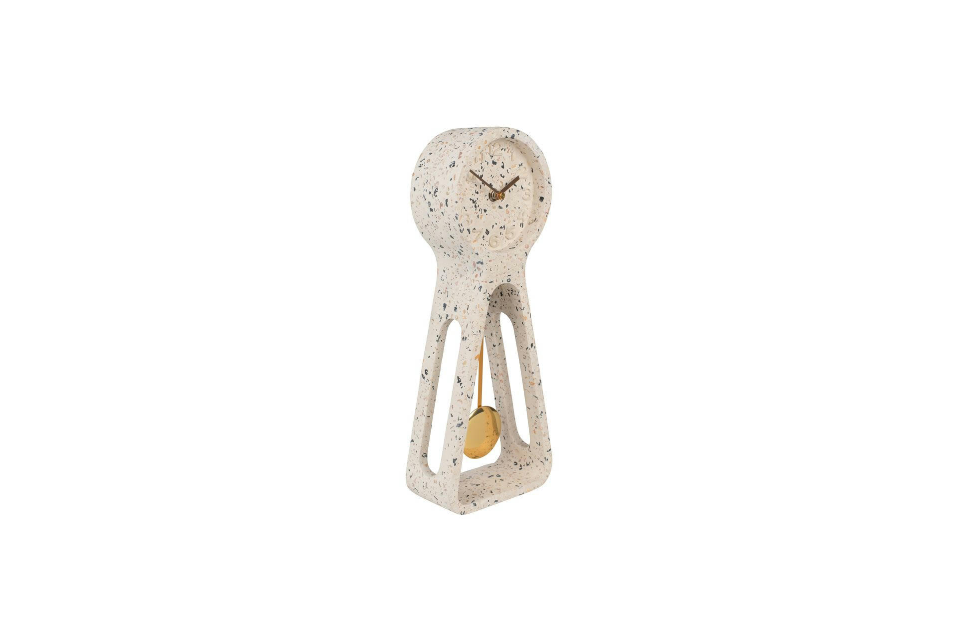 TERRAZZO - Horloge pendule en terrazzo blanc