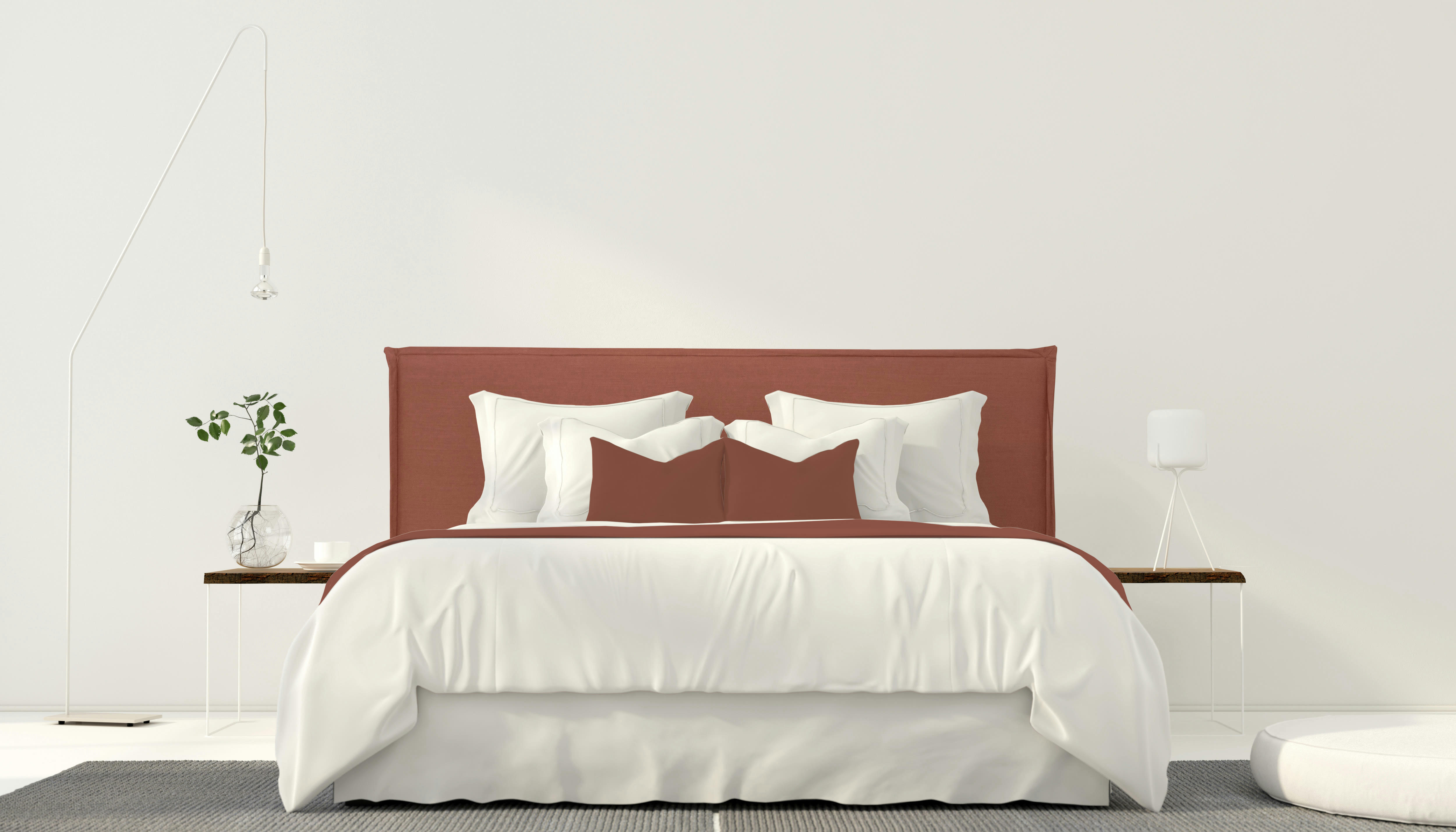 EDMOND - Tête de lit tapissée en tissu en lin 100% tuile 145x100cm