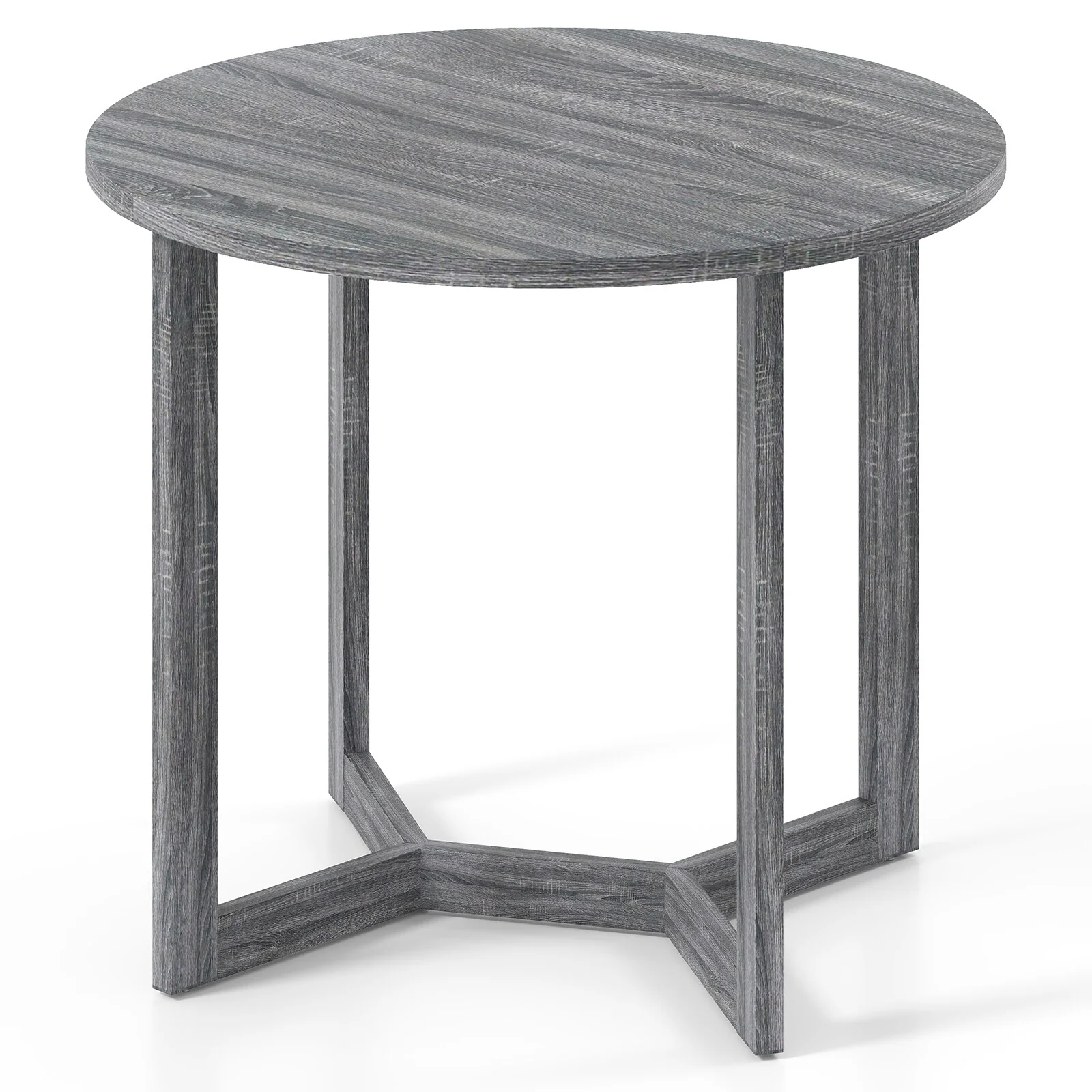 36 Inch Round Wood Dining Table for 2-4 People with Wing-shaped Pedestal Base-Grey