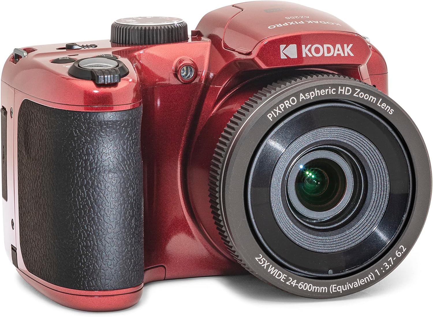 Kodak PIXPRO AZ255-RD 16MP Digital Camera 25X Optical Zoom 24mm Wide Angle Lens Optical Image Stabilization 1080P Full HD Video 3 LCD Vlogging Camera (Red)