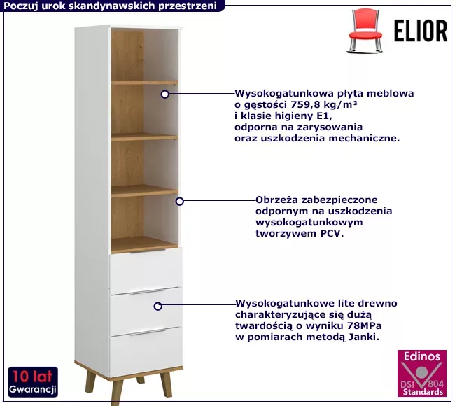 Biały skandynawski regał otwarty - Lurix
