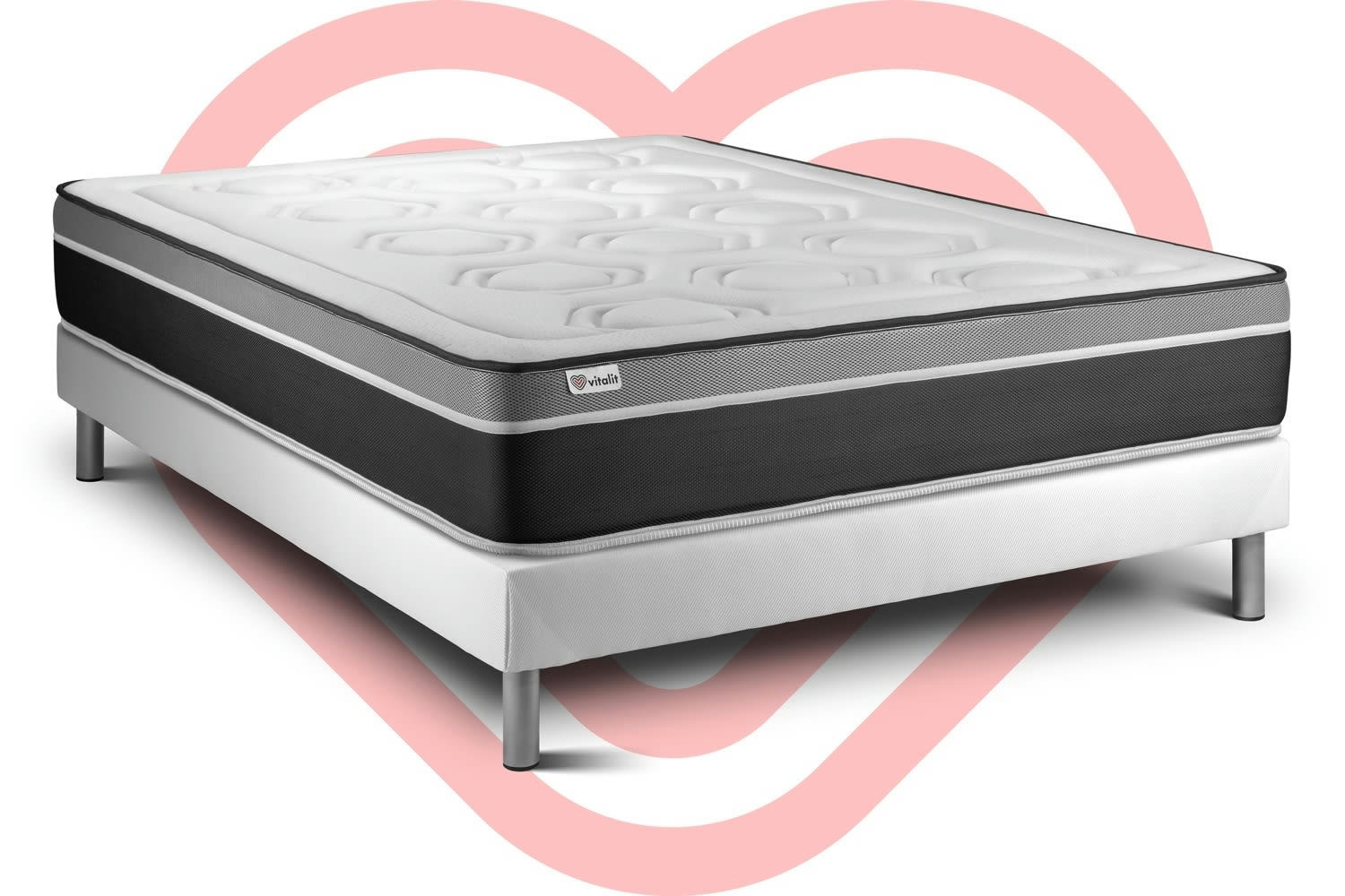 VITAL CARE - Ensemble Ressorts  et Mémoire de forme 140x200cm kit Blanc