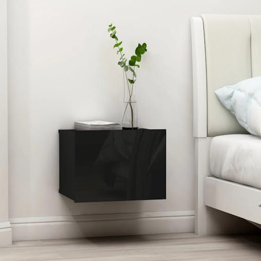 NNEVL Bedside Cabinet High Gloss Black 40x30x30 cm Chipboard
