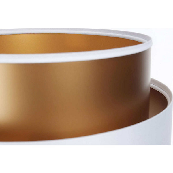 Lampe à poser design blanc satiné effet cuivre intérieur lumineux 30 x 30 x 45 cm Blanc satin et intérieur cuivre