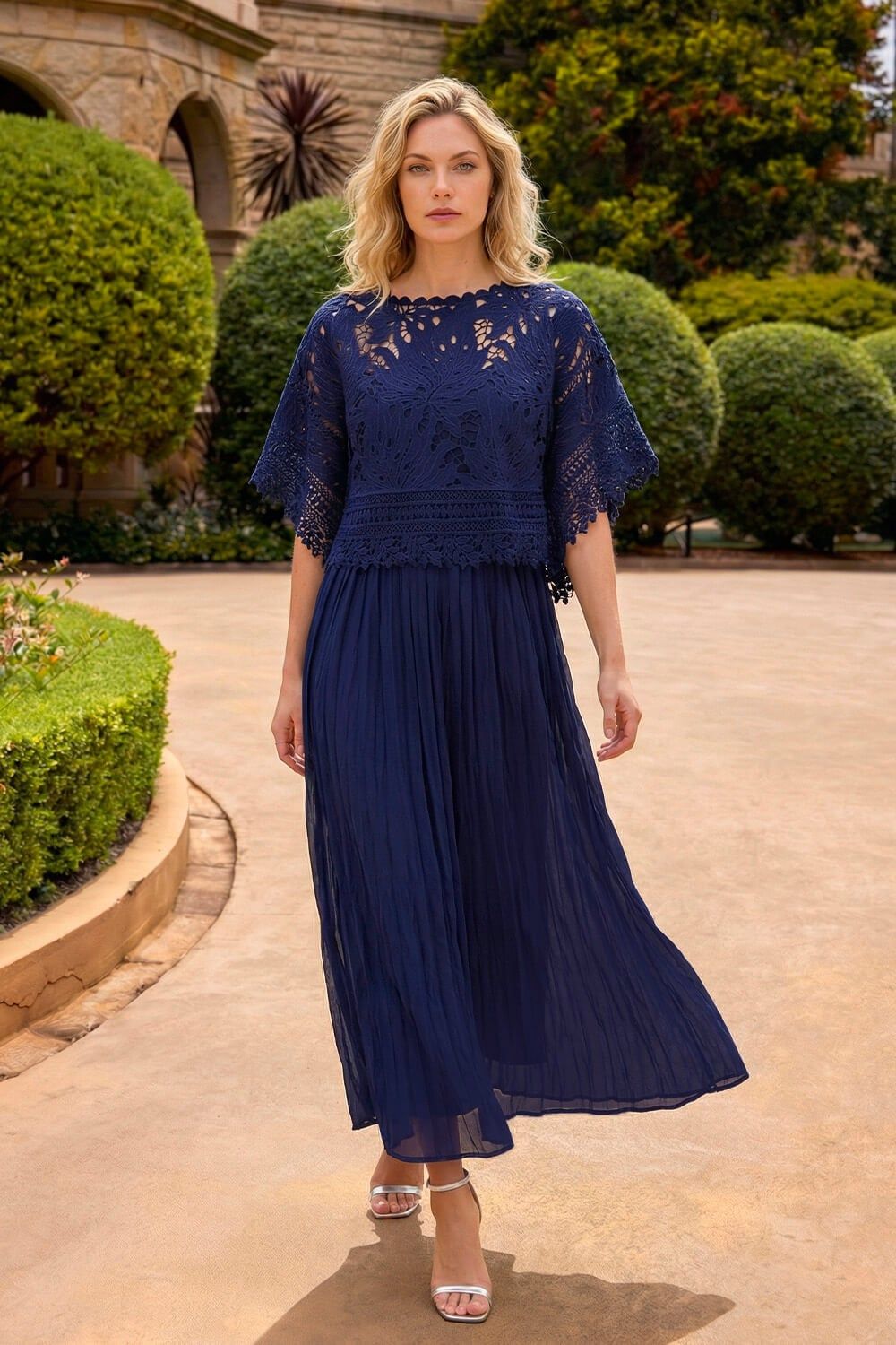 Roman Crochet Overlay Maxi Dress