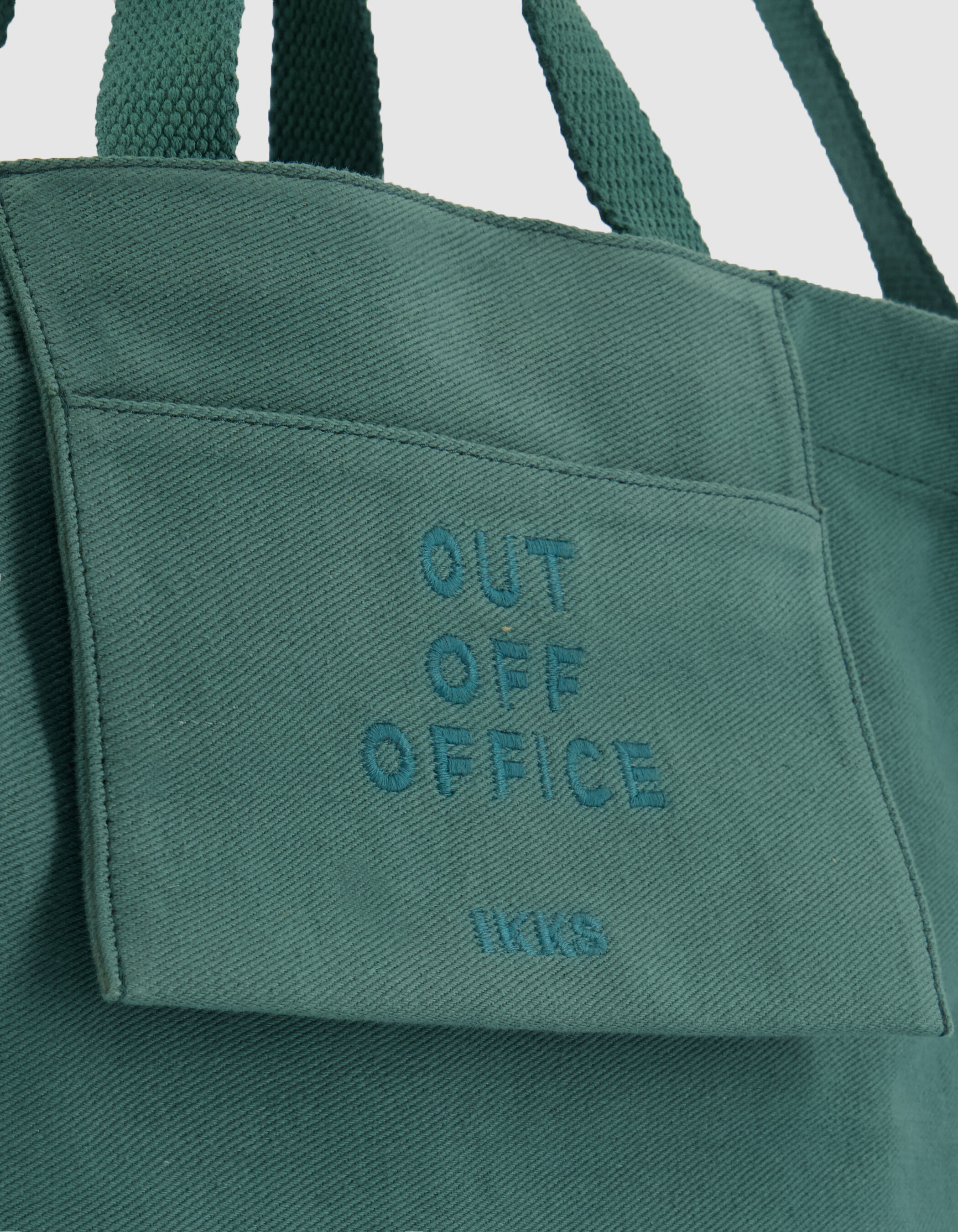 Sac totebag vert toile broderie Femme
