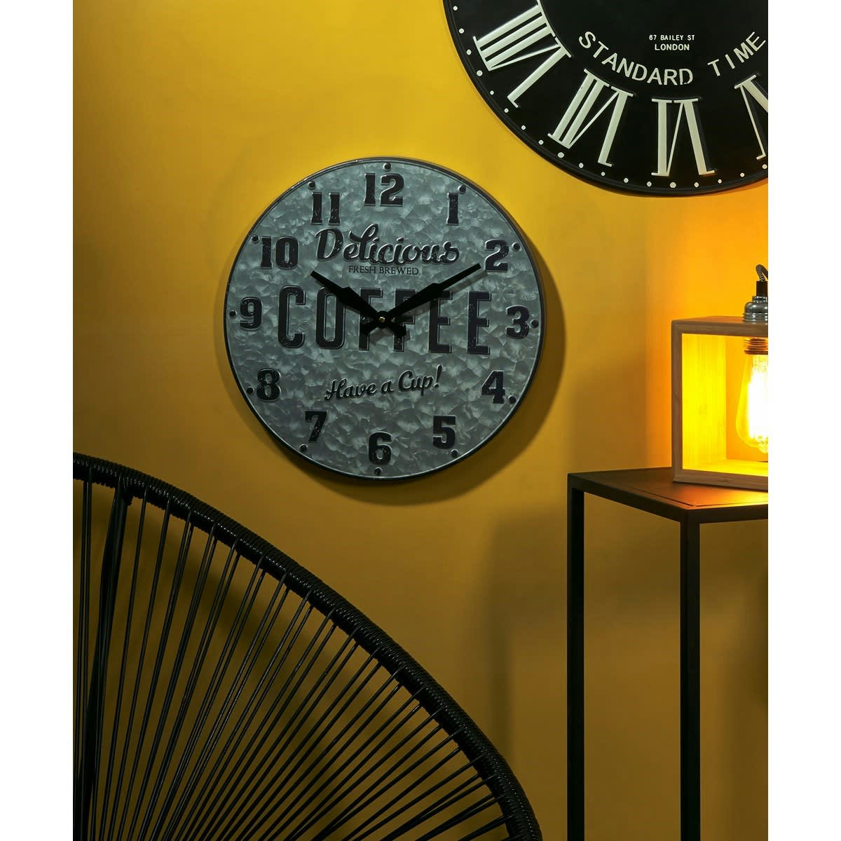 HORLOGE MURALE METAL ZINC - Horloge murale métal et zinc 40x6x40cm