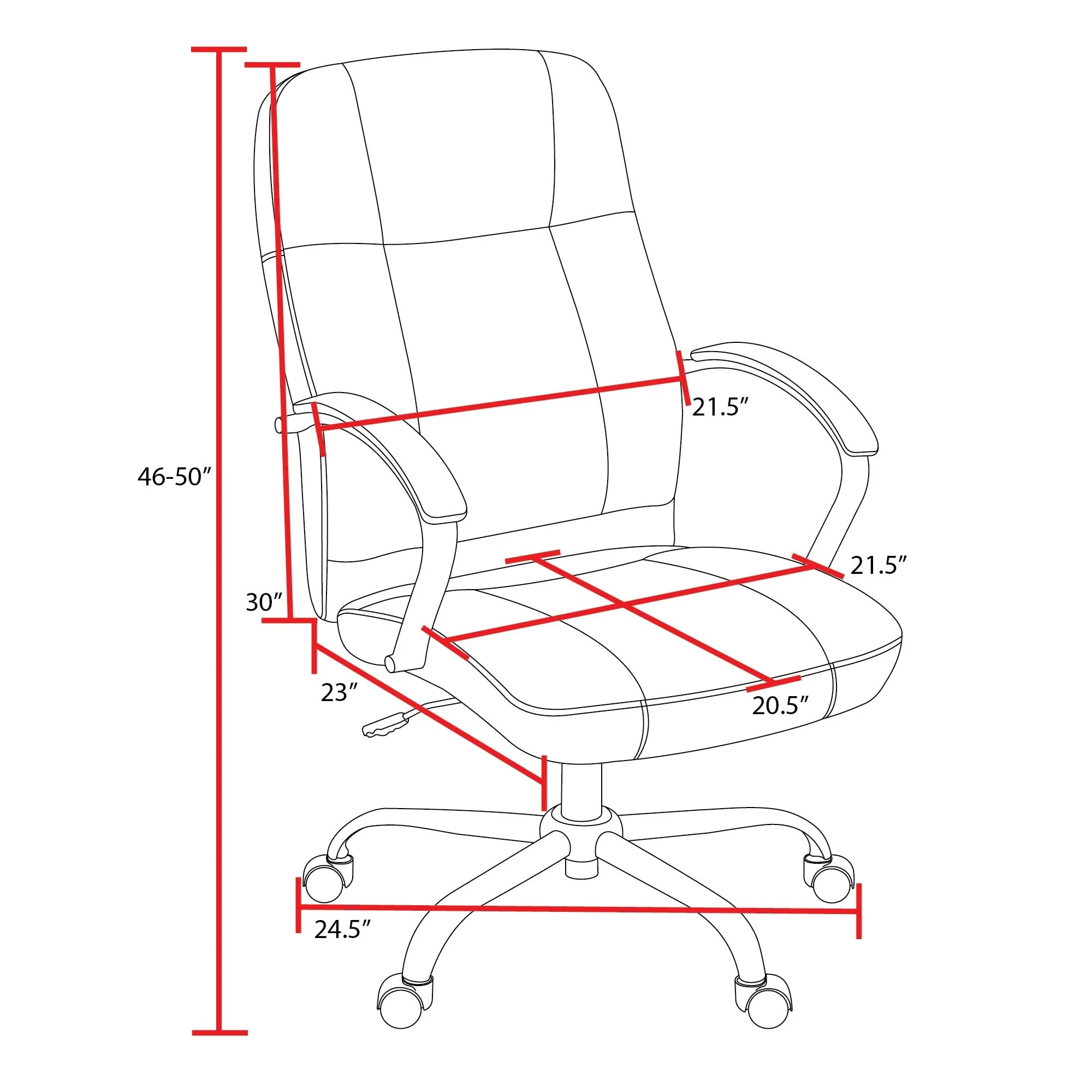 Regency Cielo Leatherette Executive Mid-Back Arm Office Chair