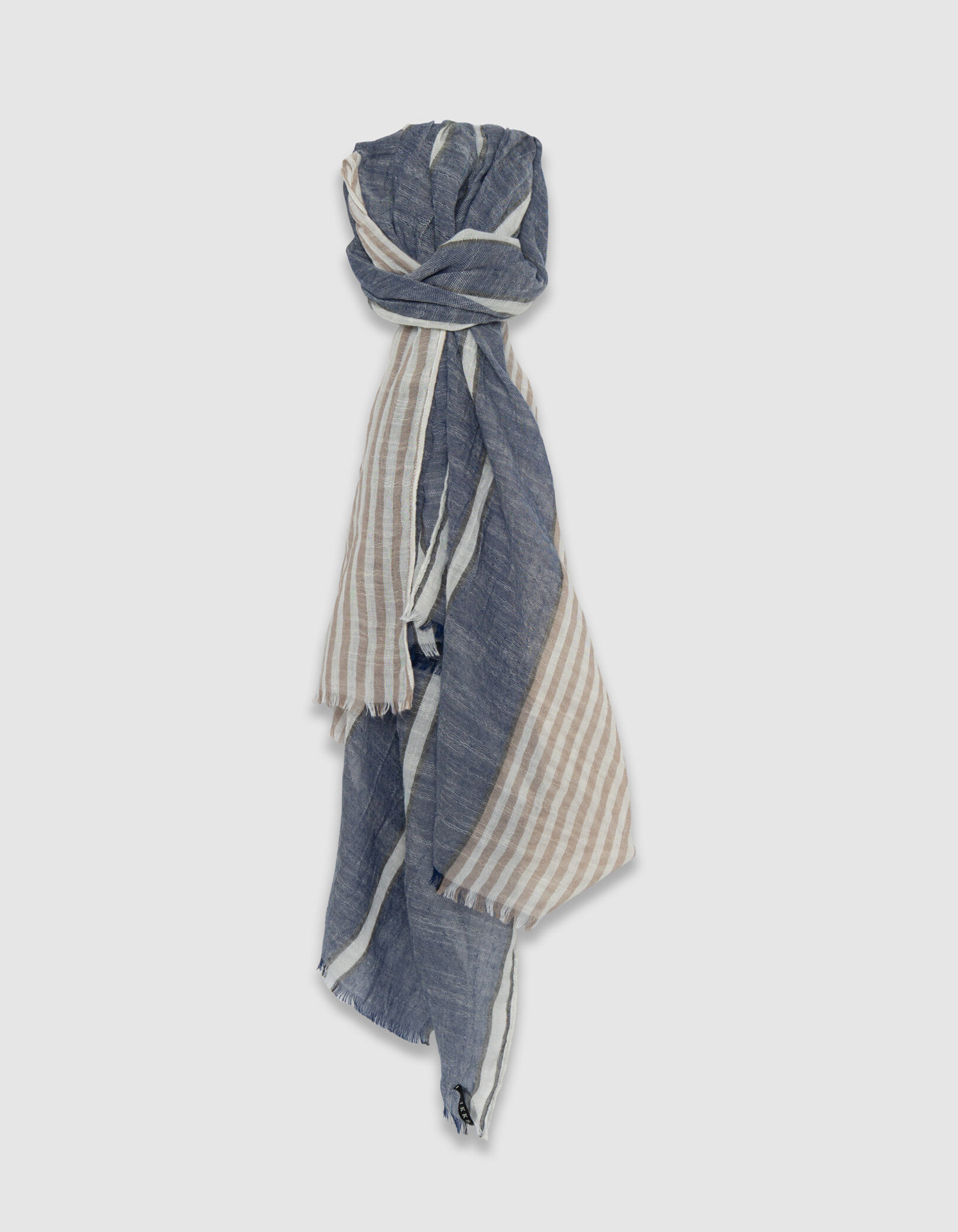 Foulard marine motif rayures contrastées Homme