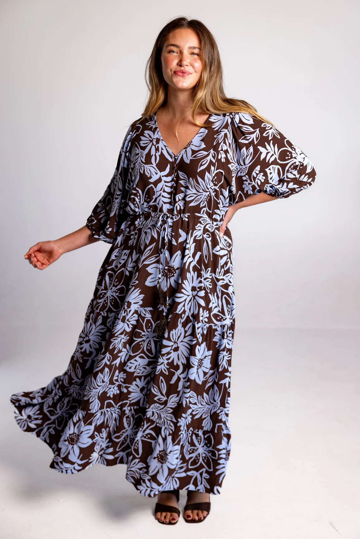 Addison Maxi Dress in Blue Lani Chocolate