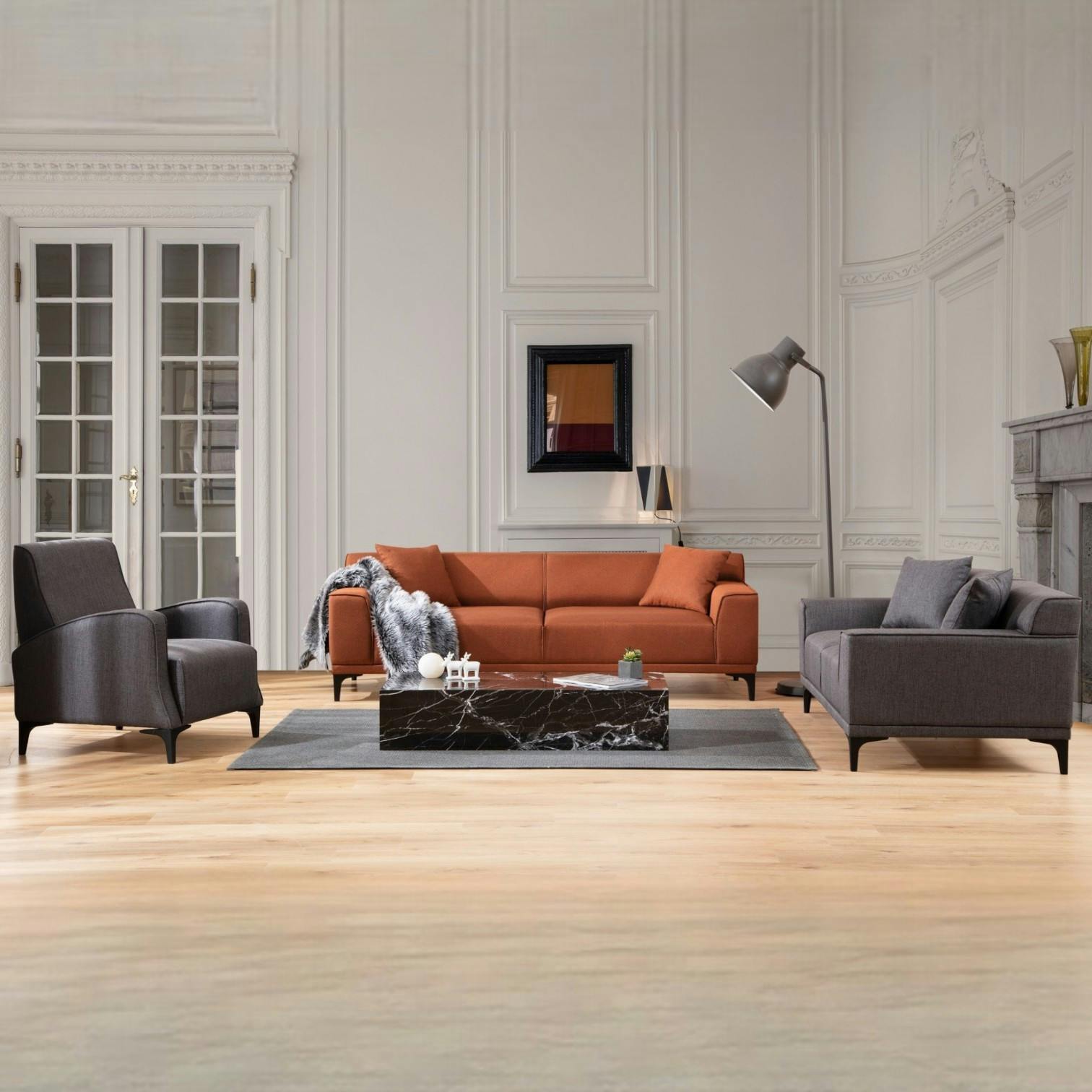 Canapé 2 places anthracite - accoudoirs larges ORSAY