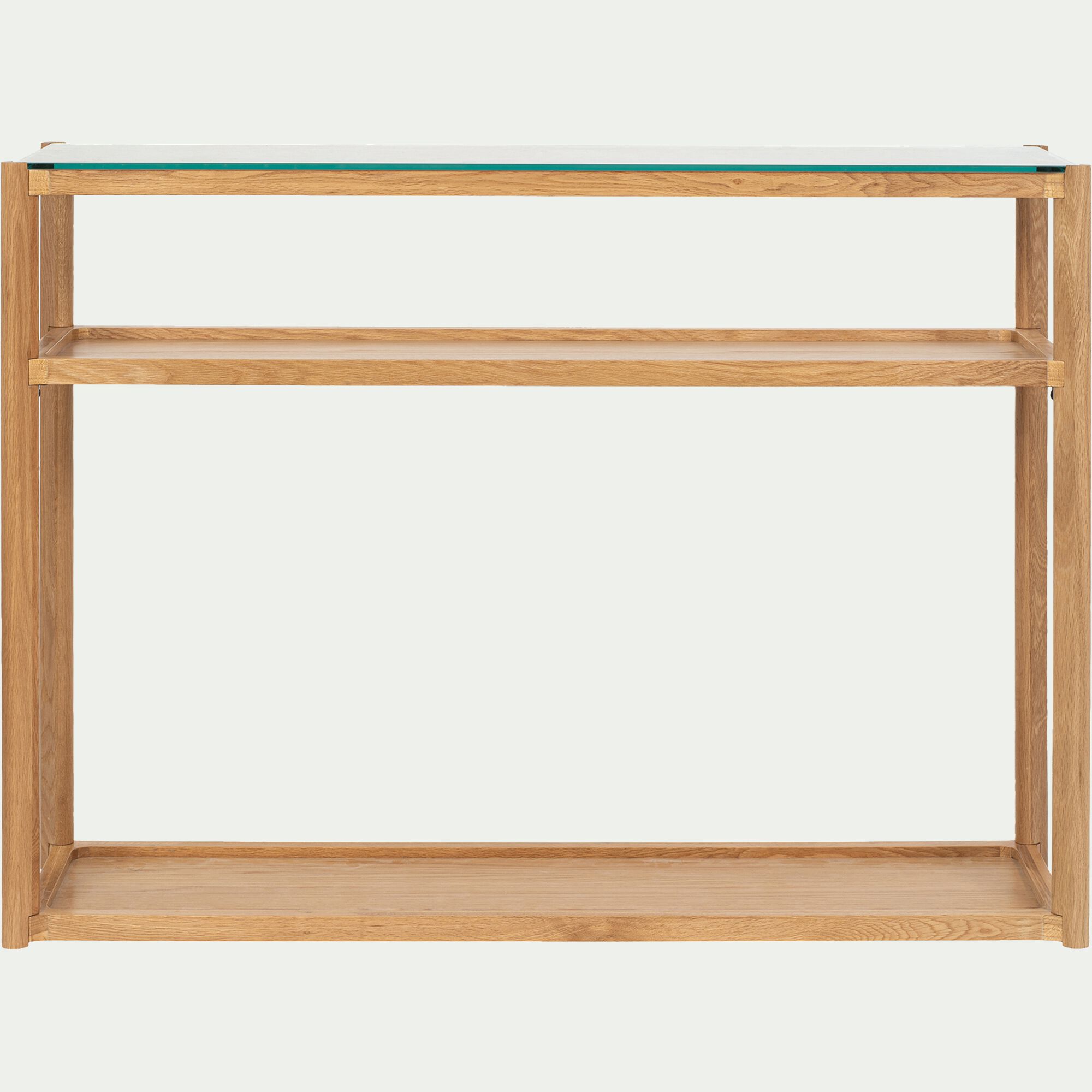 QUADRAT - Console en bois et verre trempé l120cm - bois clair
