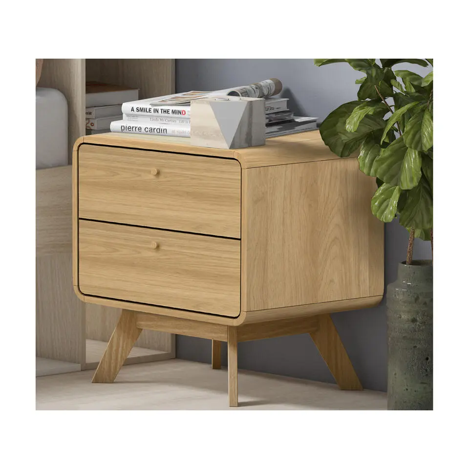 Cassie - Nachtkastje met 2 laden in eiken look