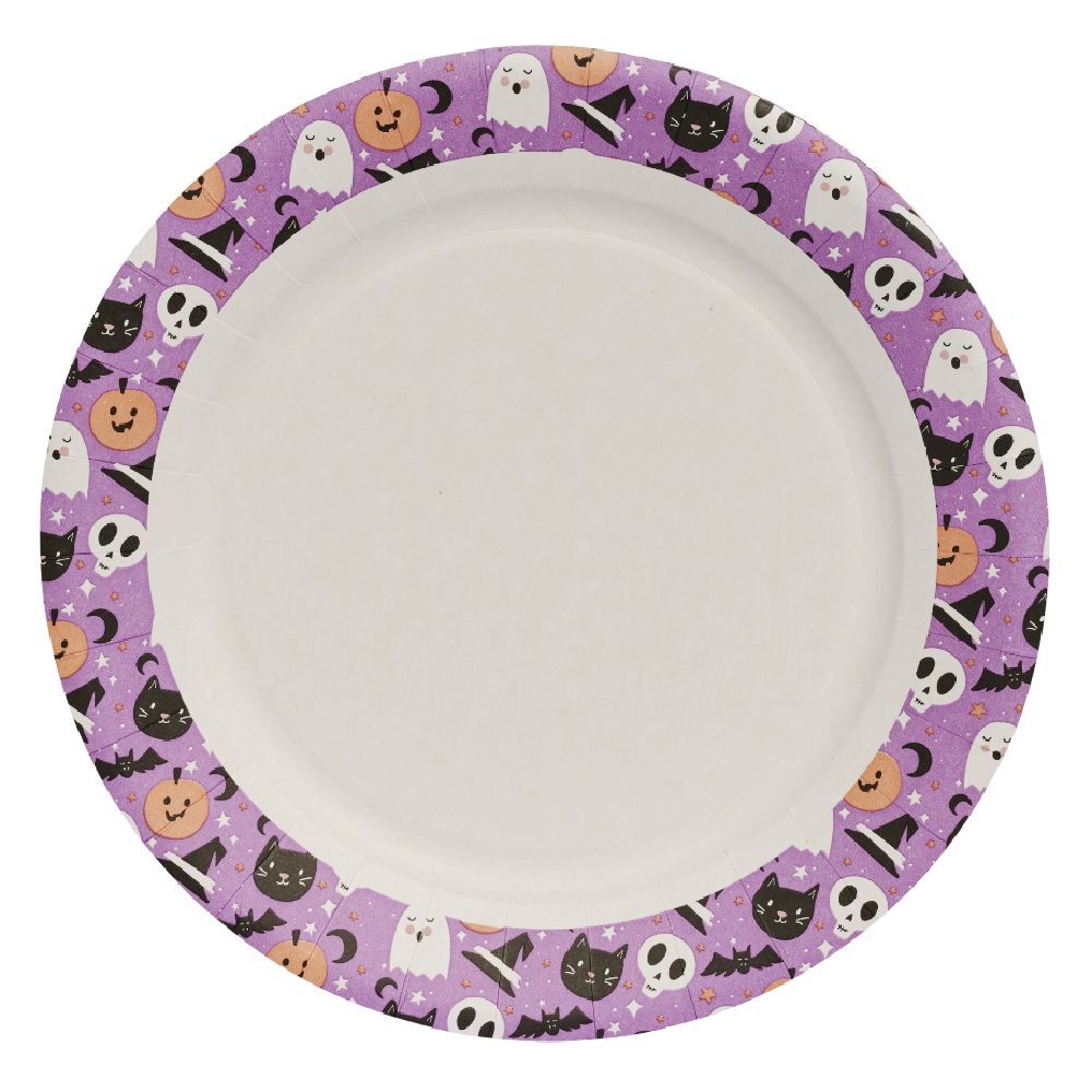 Lot de 10 assiettes en carton motif fantôme Halloween
