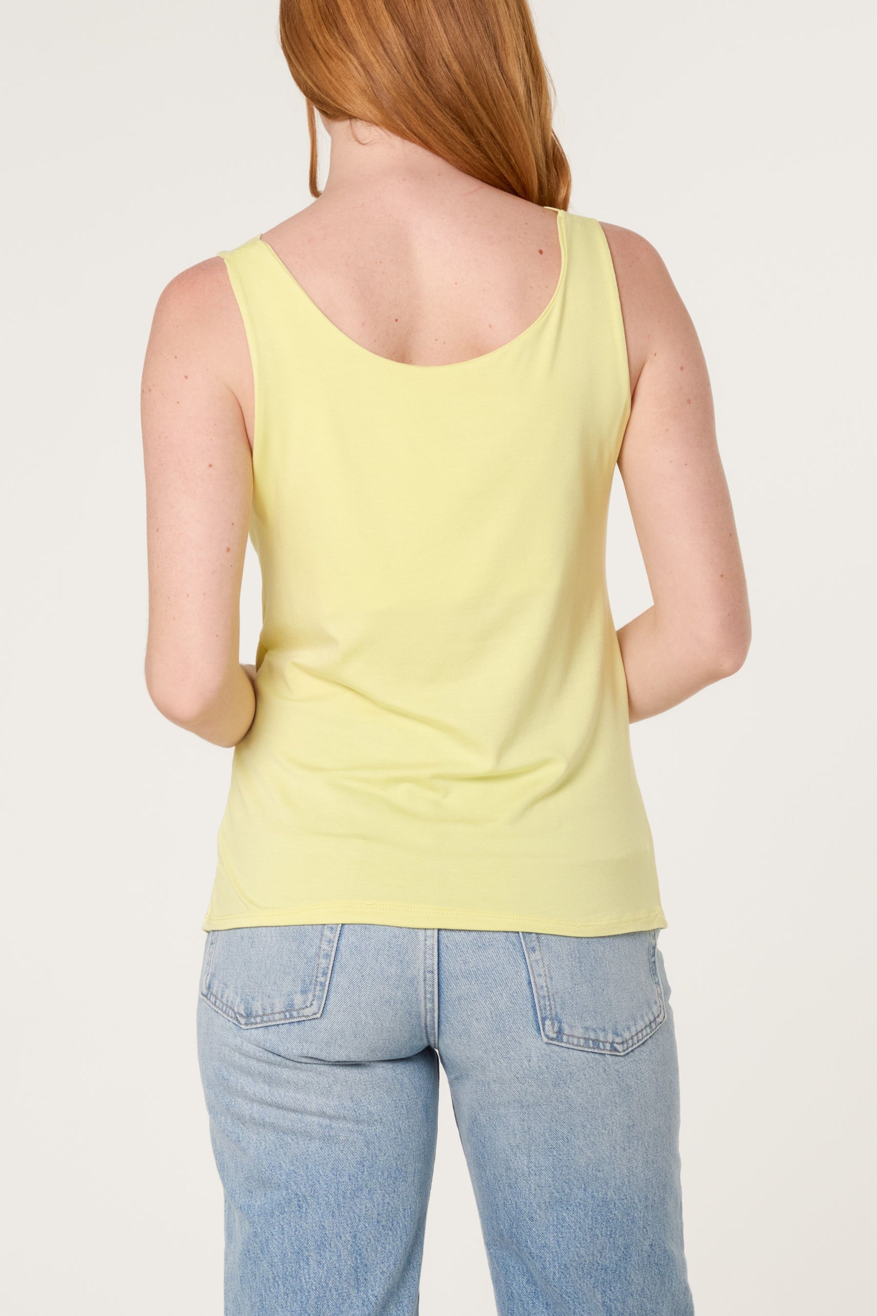 Blue Vanilla Lemon Sleeveless Cowl Neck Viscose Jersey Top