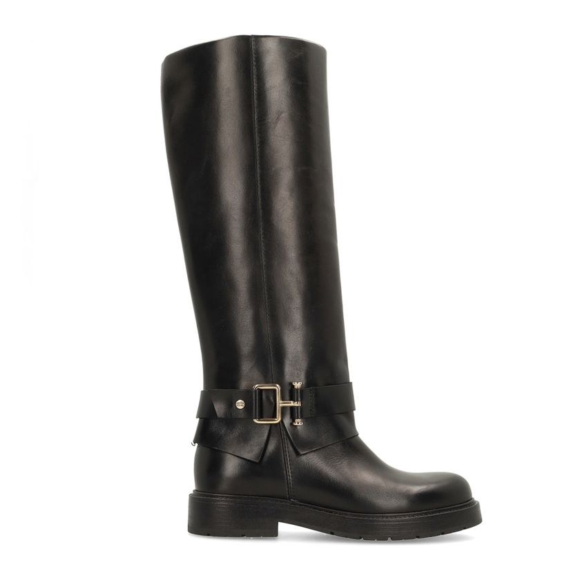 No Stress Zwarte hoge leren laarzen met gesp