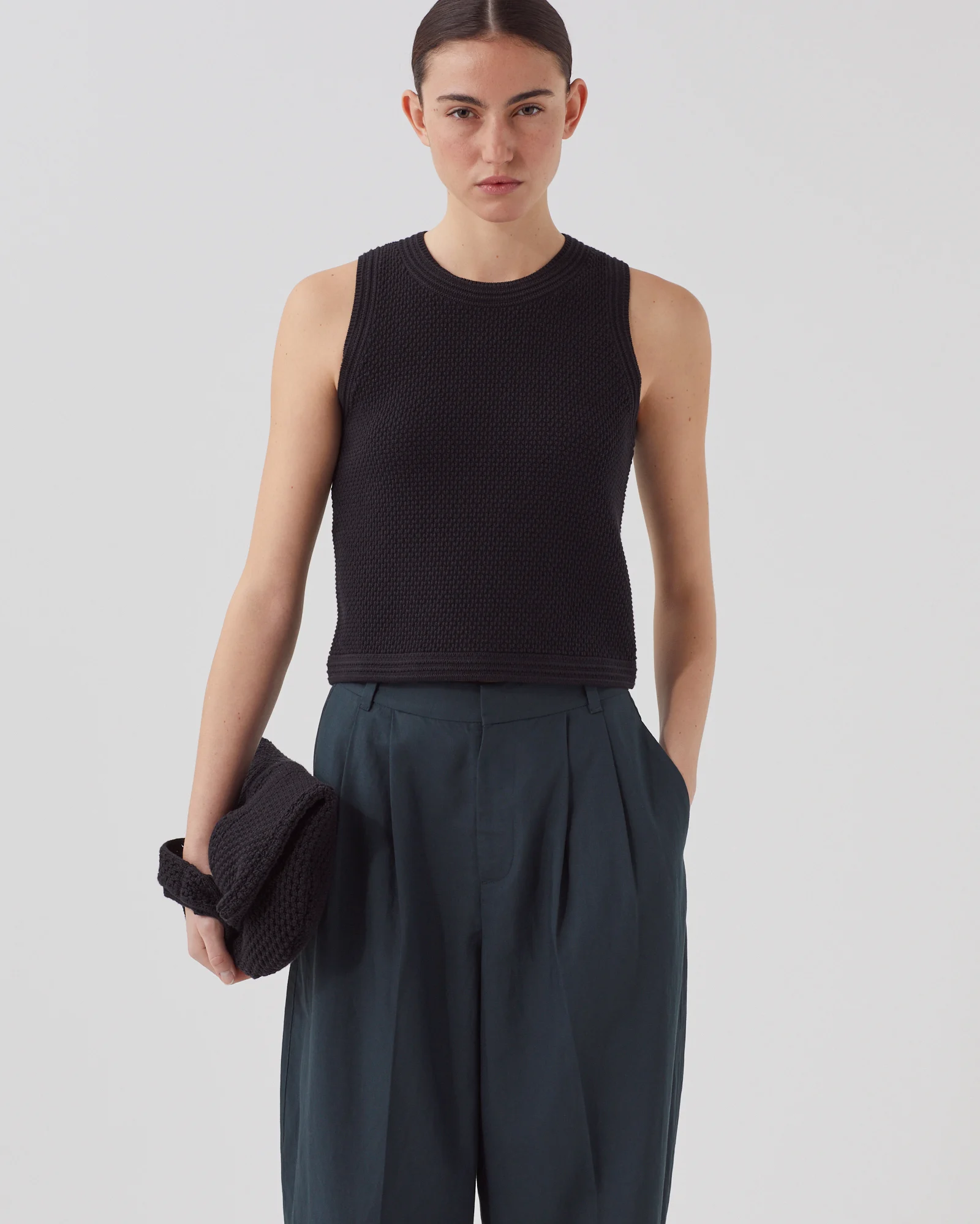 Débardeur maille ajourée en coton