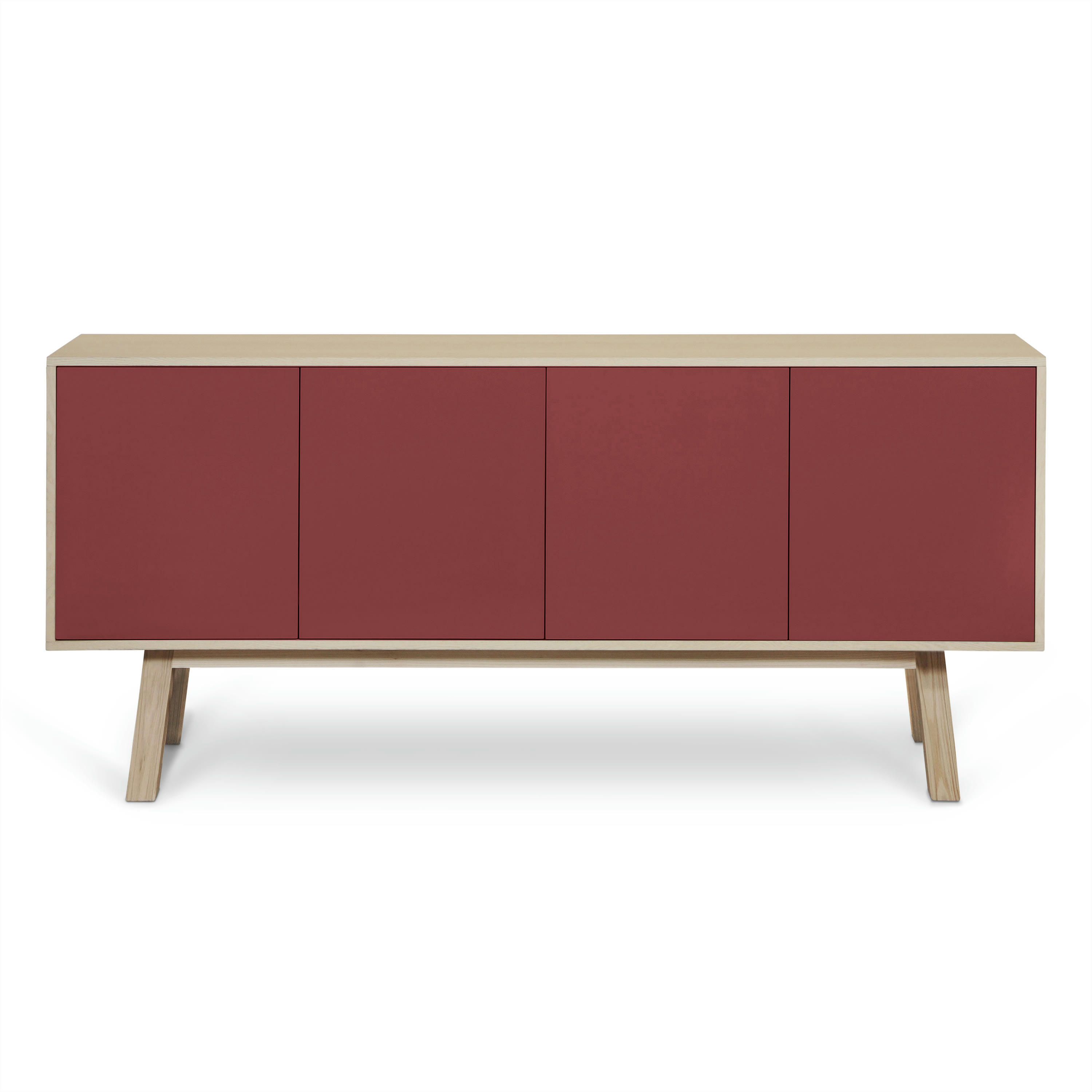 KUBE - Buffet 4 portes en frêne 220 cm, hauteur 94 cm
