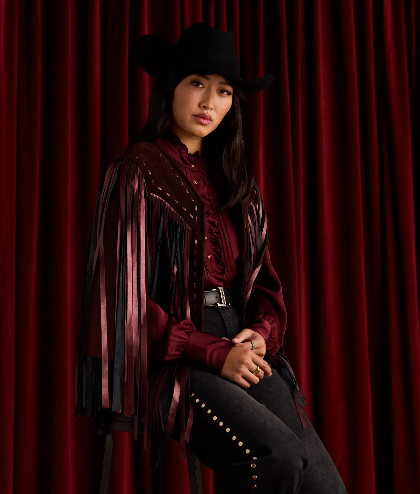 Lourdes Blouse - Black Cherry