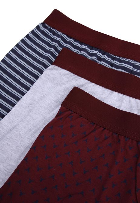 Mens 3pk Burgundy Stag Loosefit Boxers