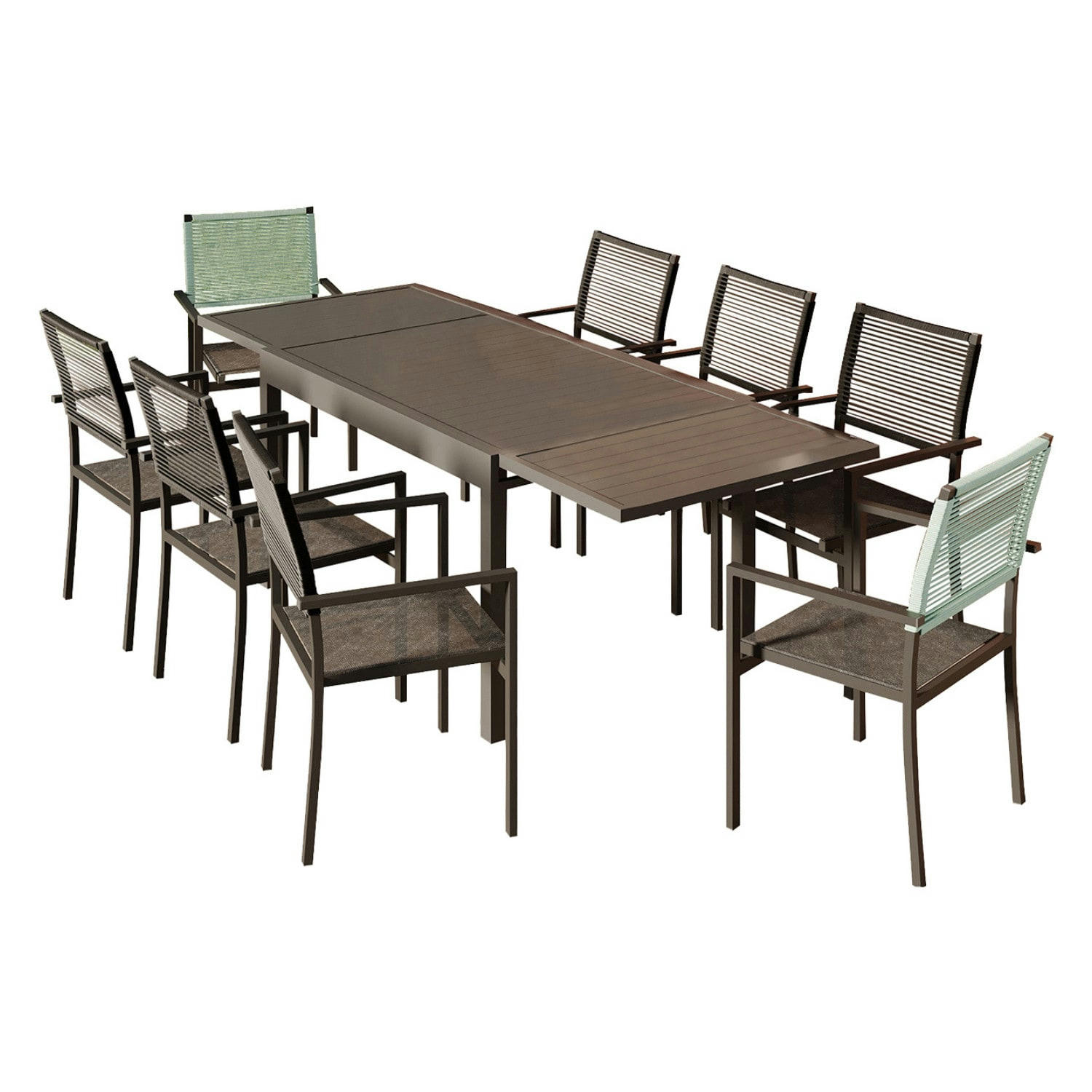 YERAZ 8 - Ensemble de jardin 8 places extensible aluminium anthracite vert d