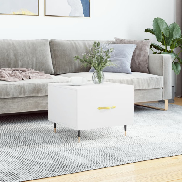 Stolik Kawowy Ława Stół Biały 50x50x40 Szuflady Do Salonu Do Pokoju