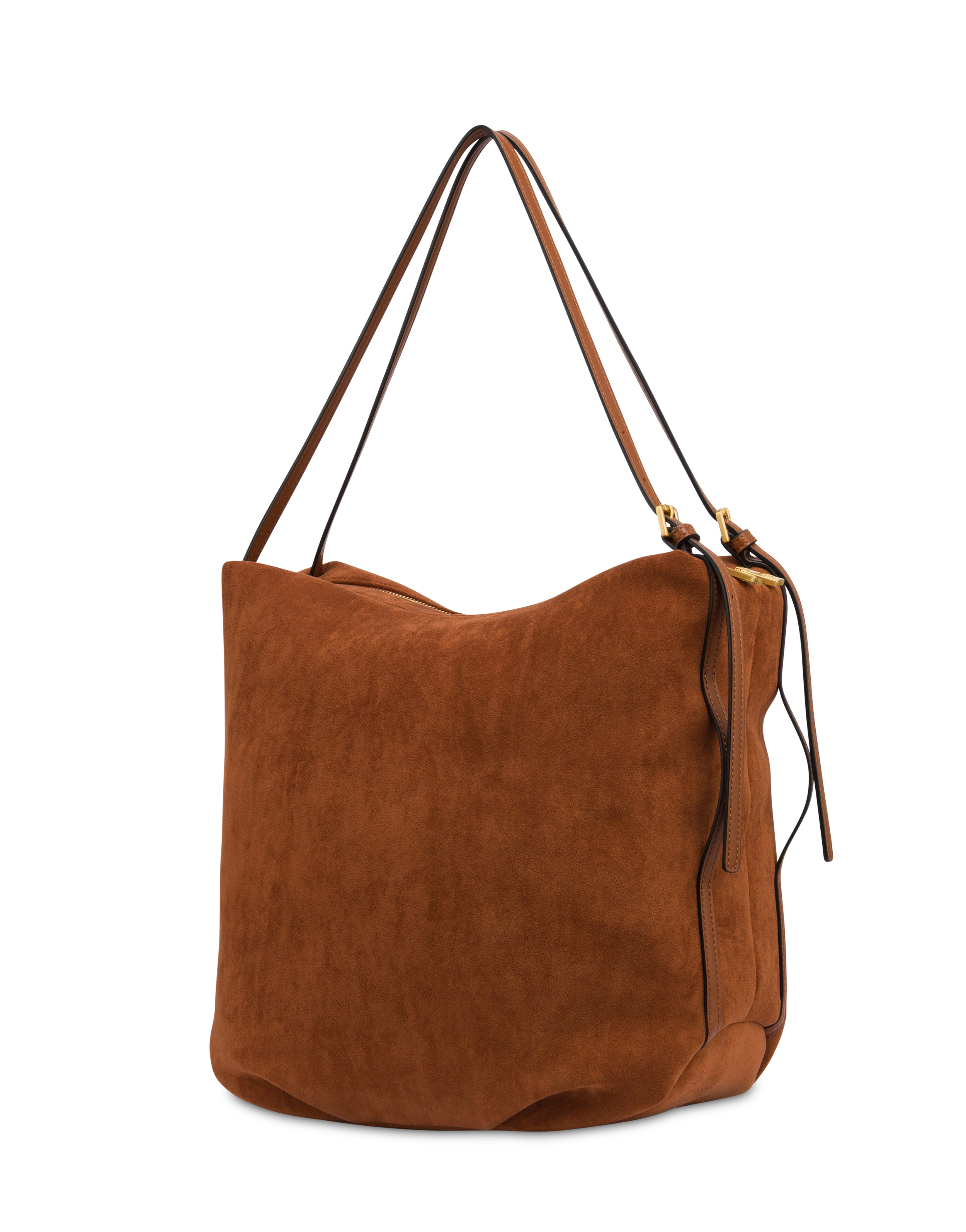 Borsa A Spalla Wrap In Fabric Suede E Plain Pu Tan/tan