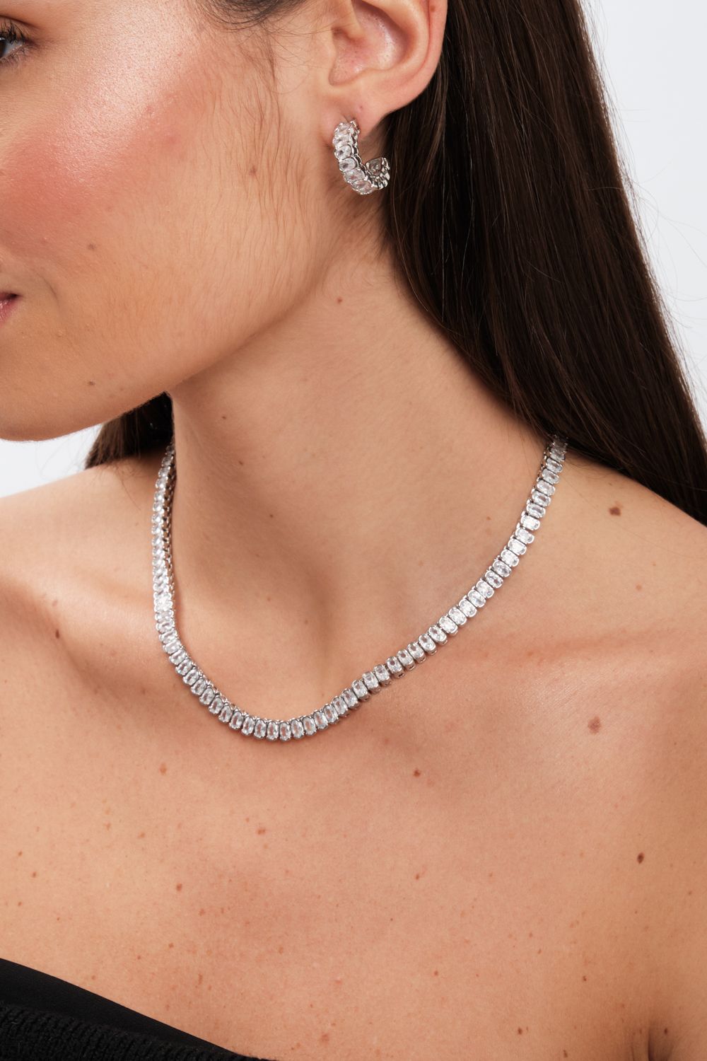 Jon Richard Rhodium Plated Cubic Zirconia Zirconia Allway