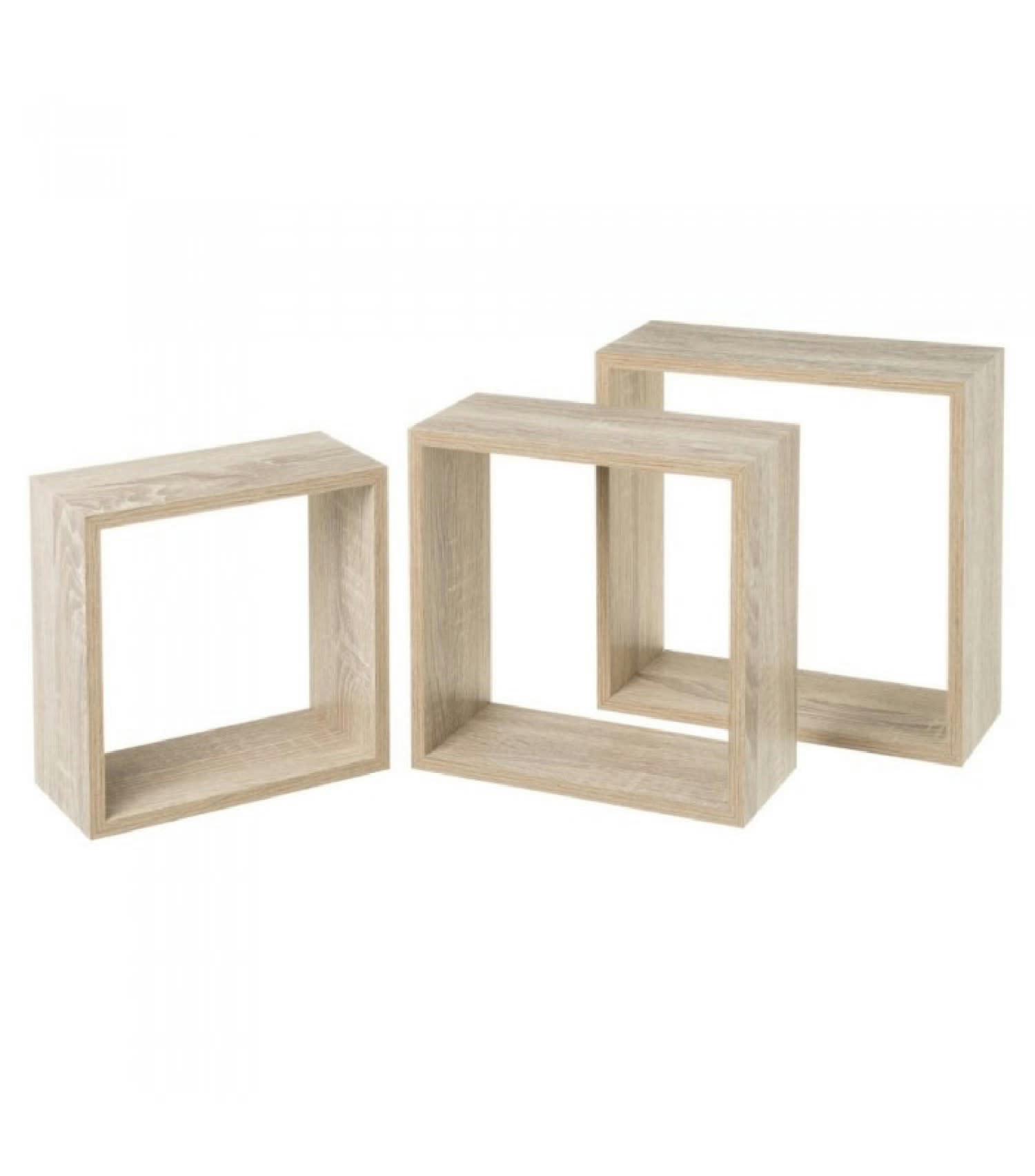 - Set de 3 étagères murales carrées en bois 30x30x12cm