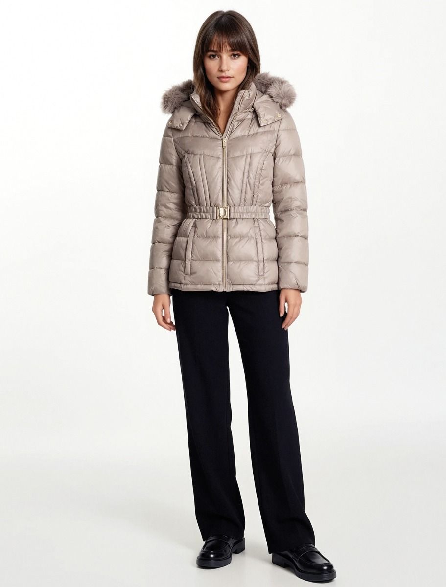 Κοντό μπουφάν με κουκούλα & ζώνη