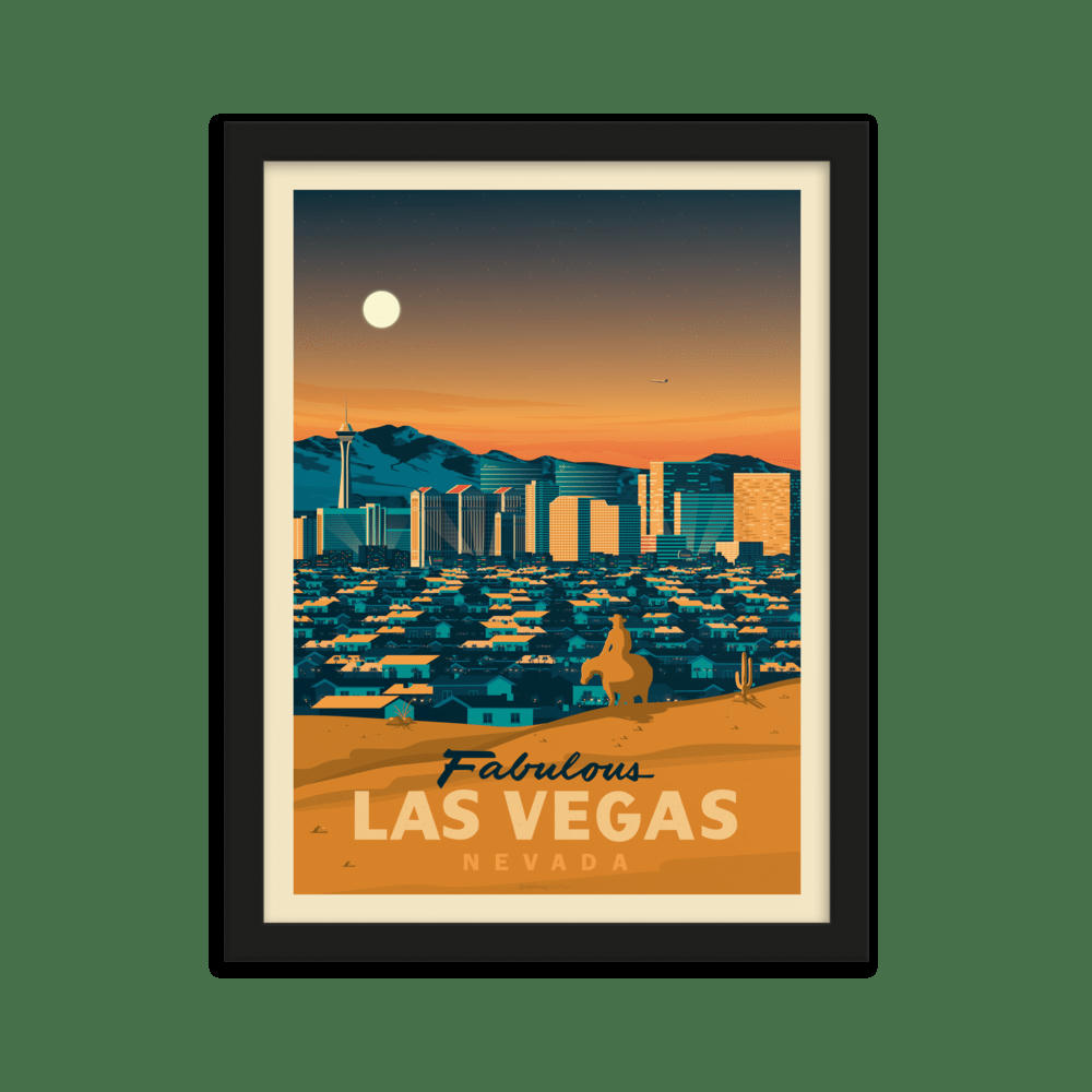 - Affiche Las Vegas Etats-Unis + Cadre Bois noir 21x29,7 cm