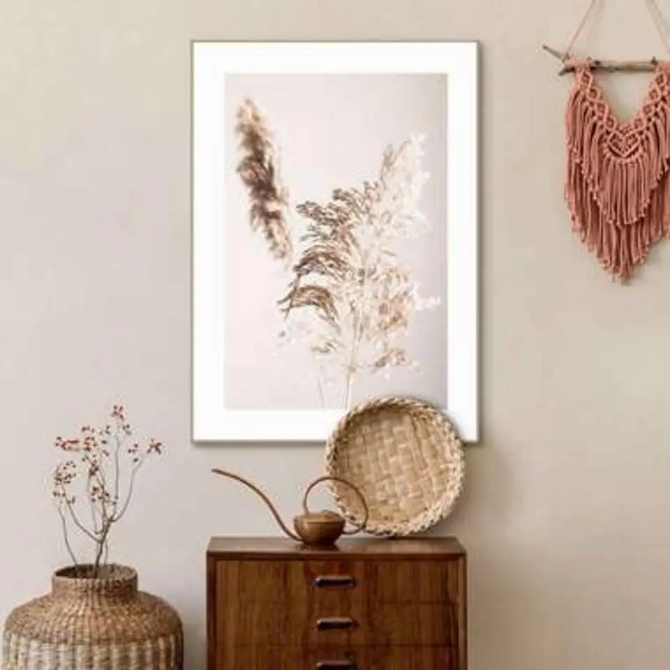 Schilderij Pampasgras - 70 x 50 - Beige