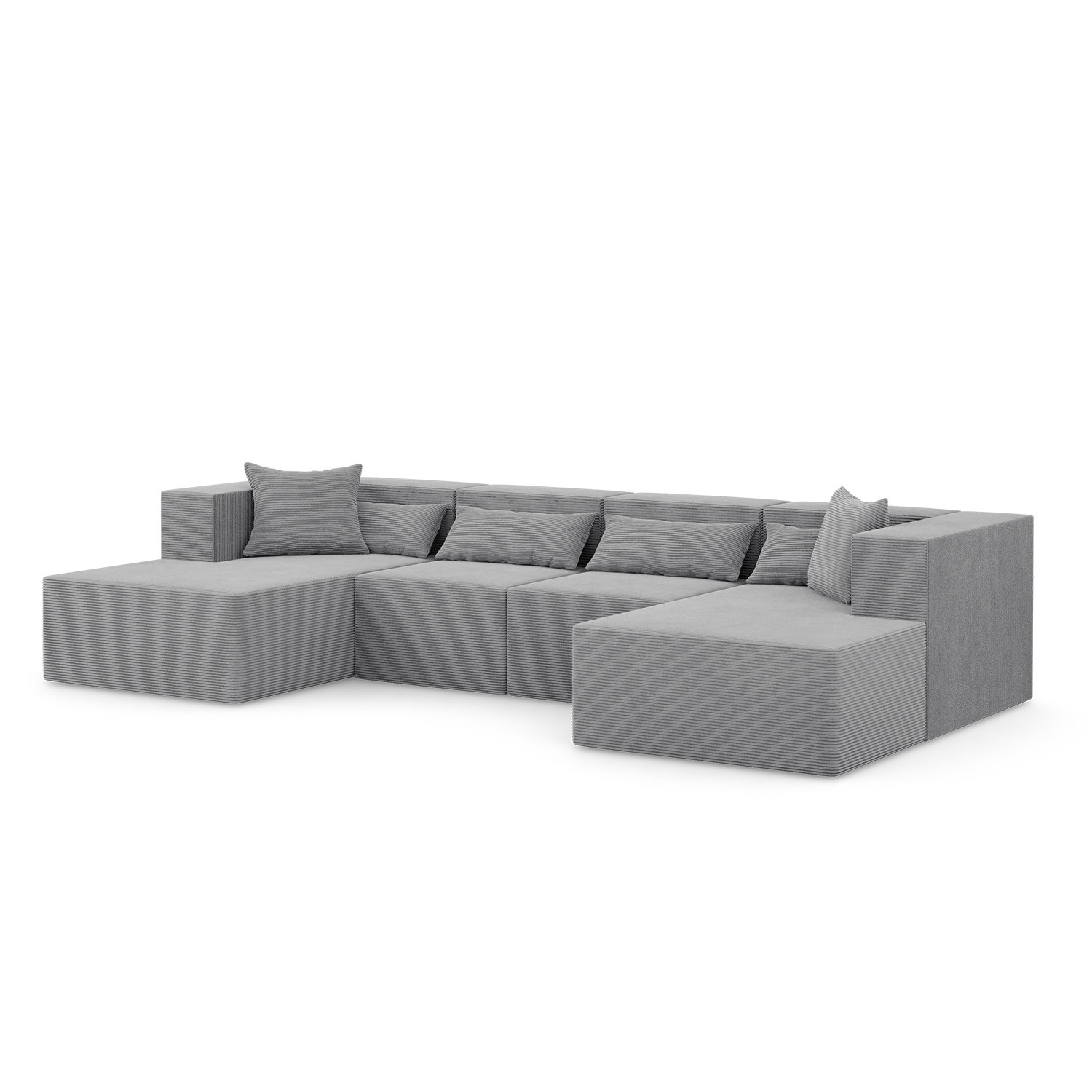 Narożnik Modułowy Nova U MAX - 360x180x76cm, 2x Fotel, 2x Otomana, Szary