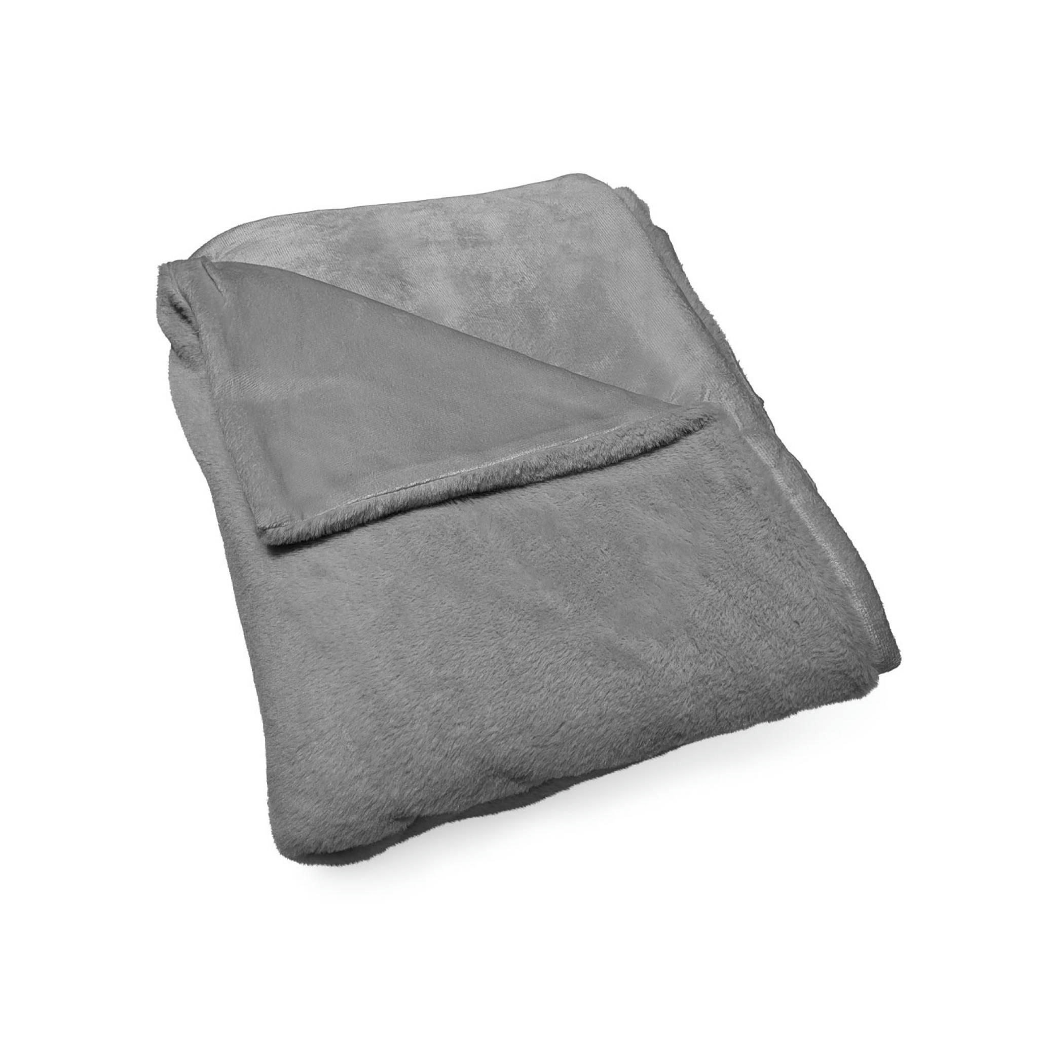 LAPONIE - Plaid fausse fourrure gris foncé 130x160cm