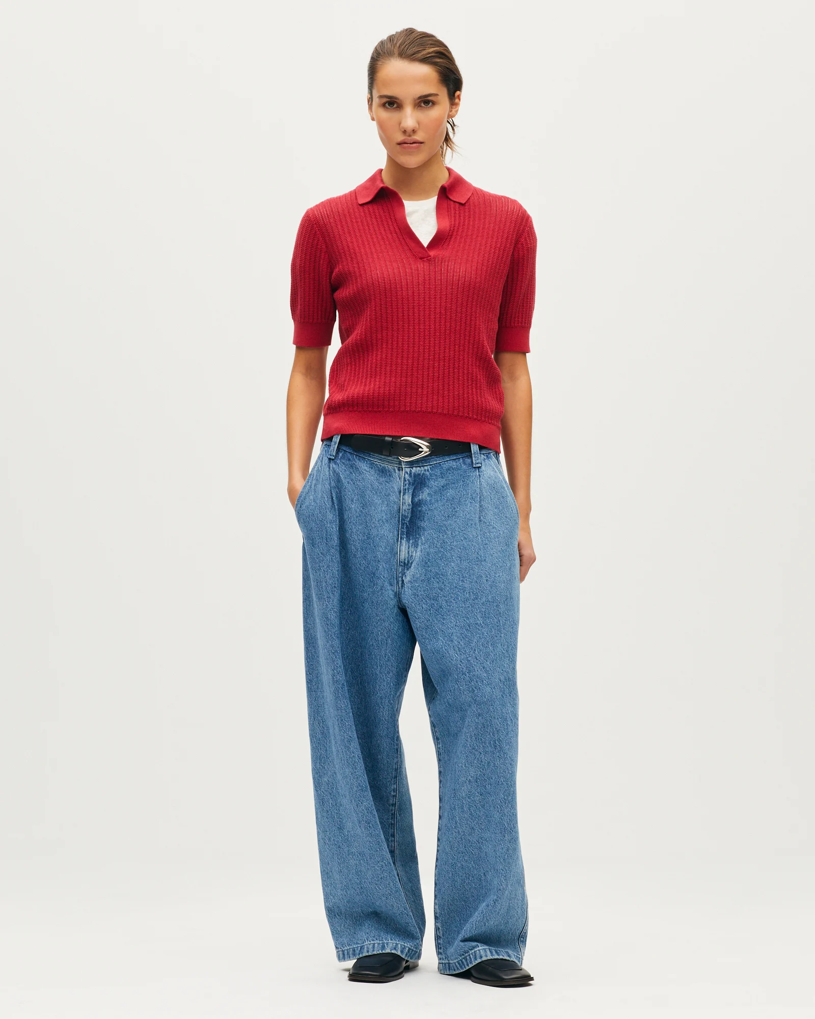 Polo en maille point fantaisie