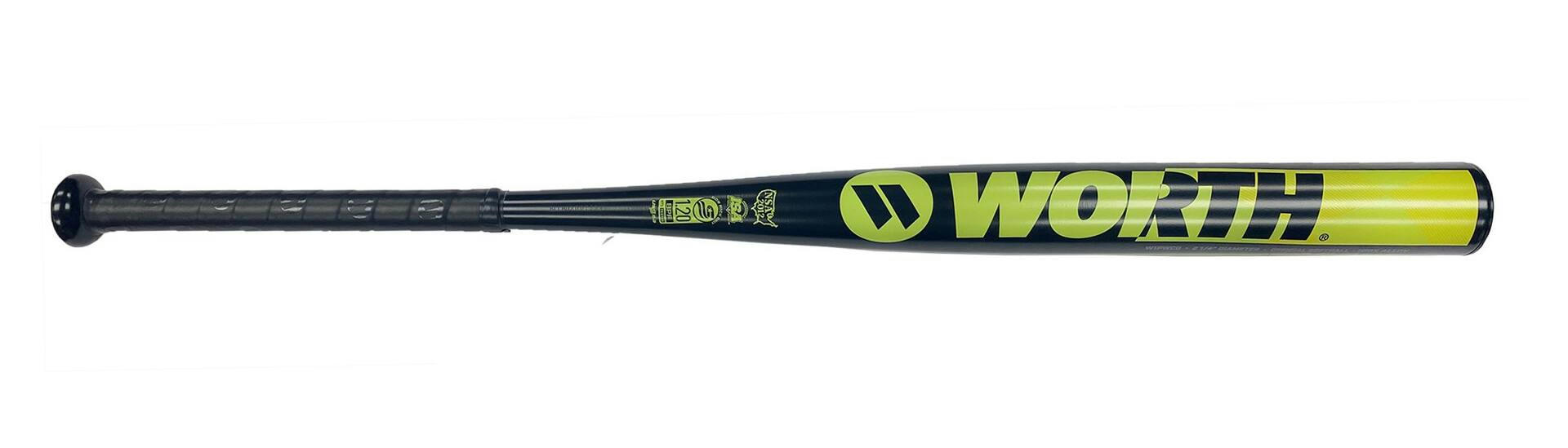 Worth Powercell Slowpitch Bat, Black/Yellow, 34-in