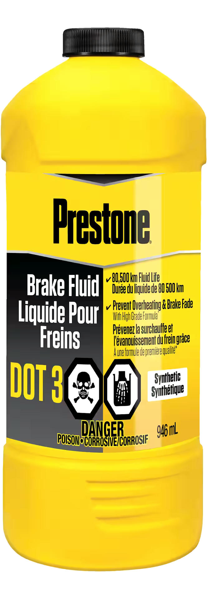 Prestone® DOT 3 Brake Fluid - Synthetic, High Grade, 80,500km - 946mL