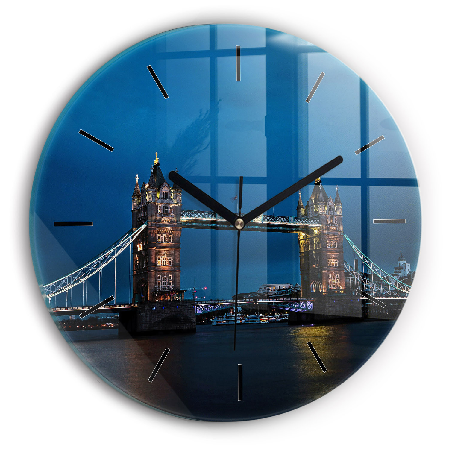 Nowoczesny szklany zegar ścienny Tower Bridge Londyn nocą