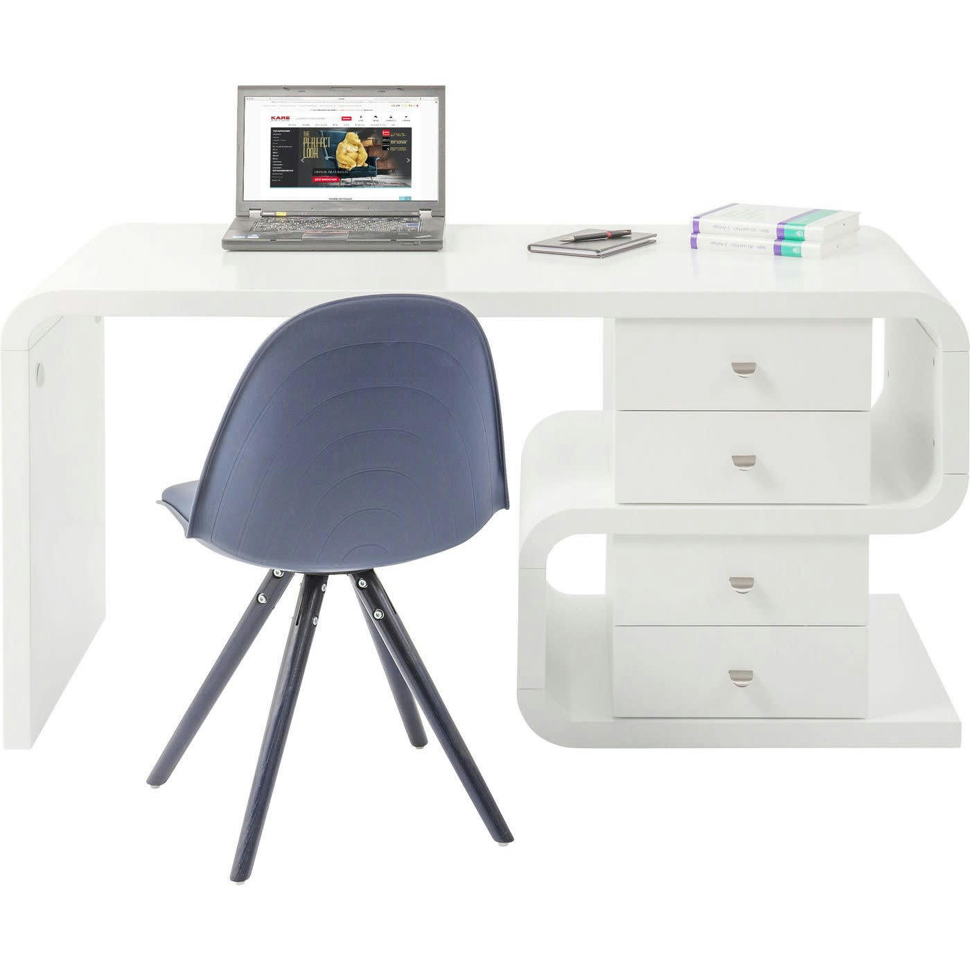 SNAKE - Bureau 4 tiroirs blanc