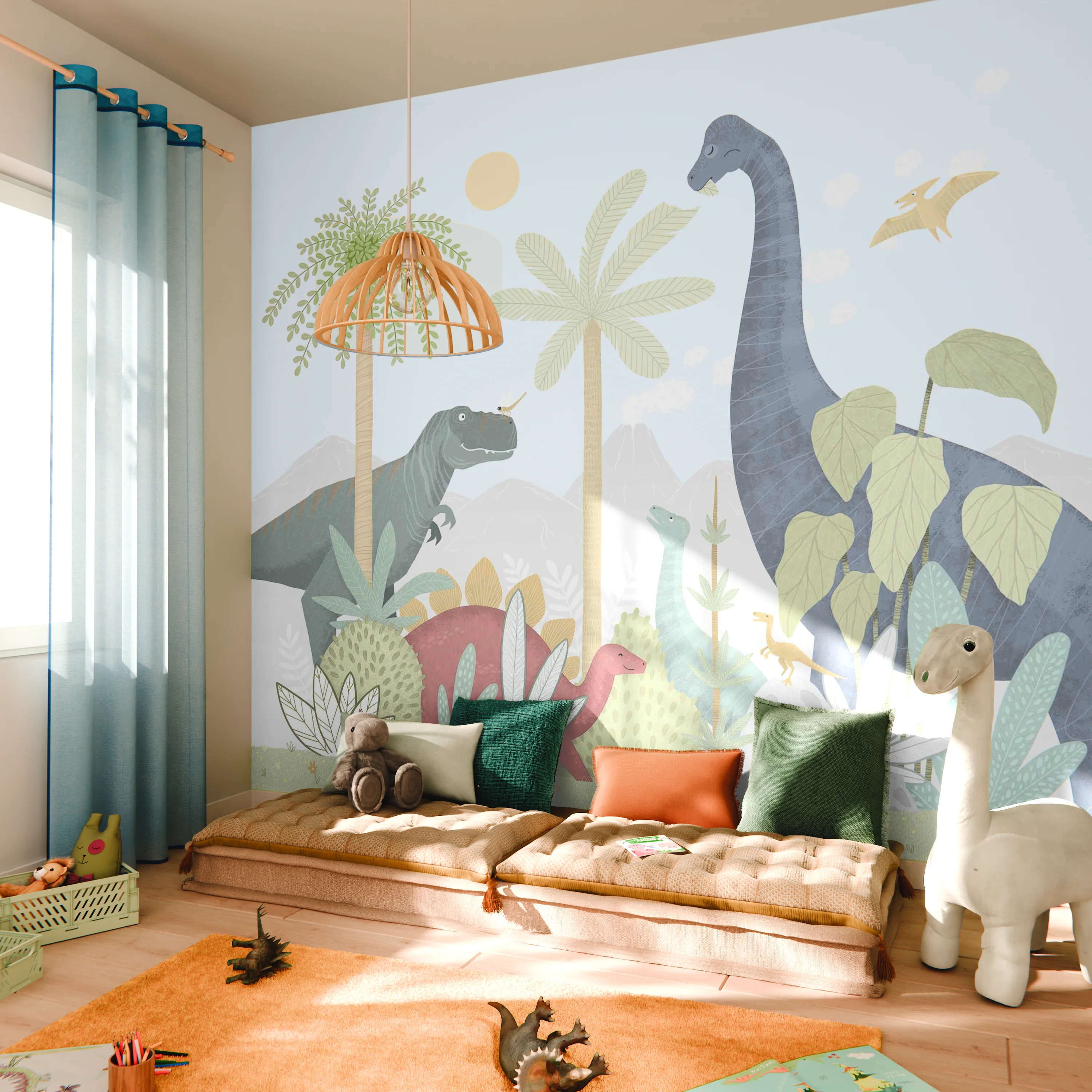 4MURS Papier peint panoramique XL HAPPY DINO 300 x 270 cm