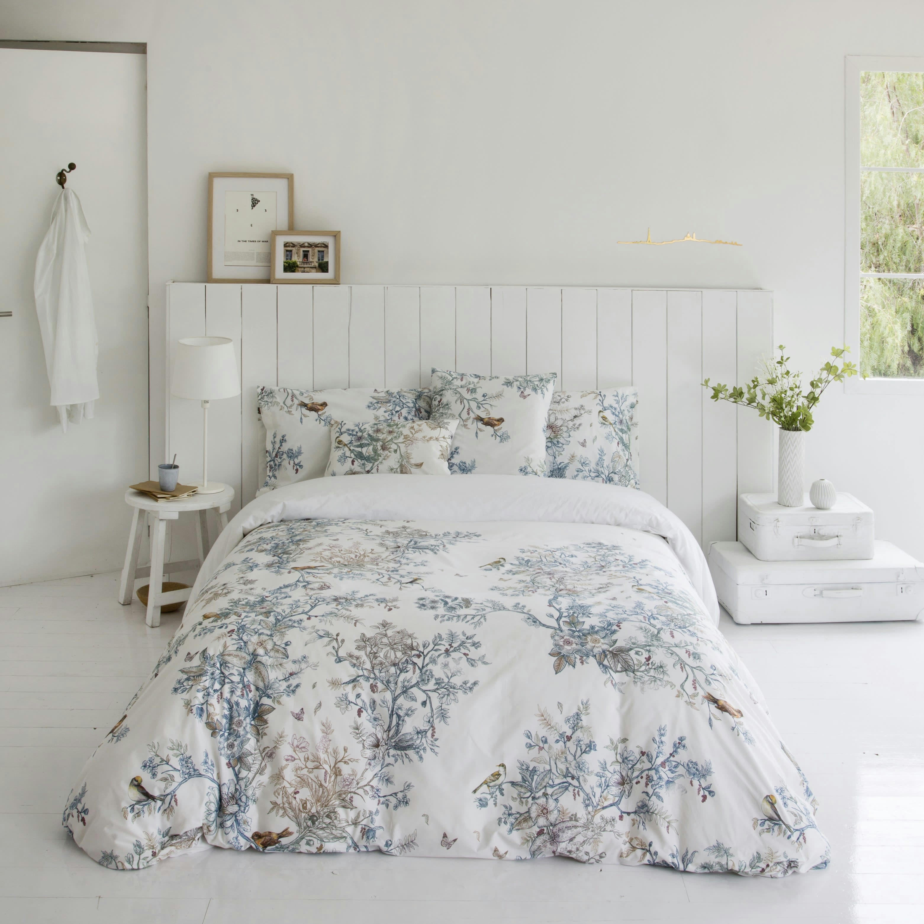 ZAZU - Housse de couette imprimé floral en percale Coton Bleu 220x220 cm