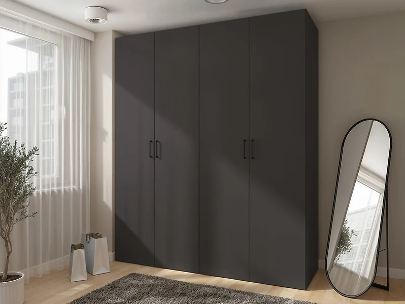 Szafa modułowa Flex 200 cm z 4 drzwiami grafitowa