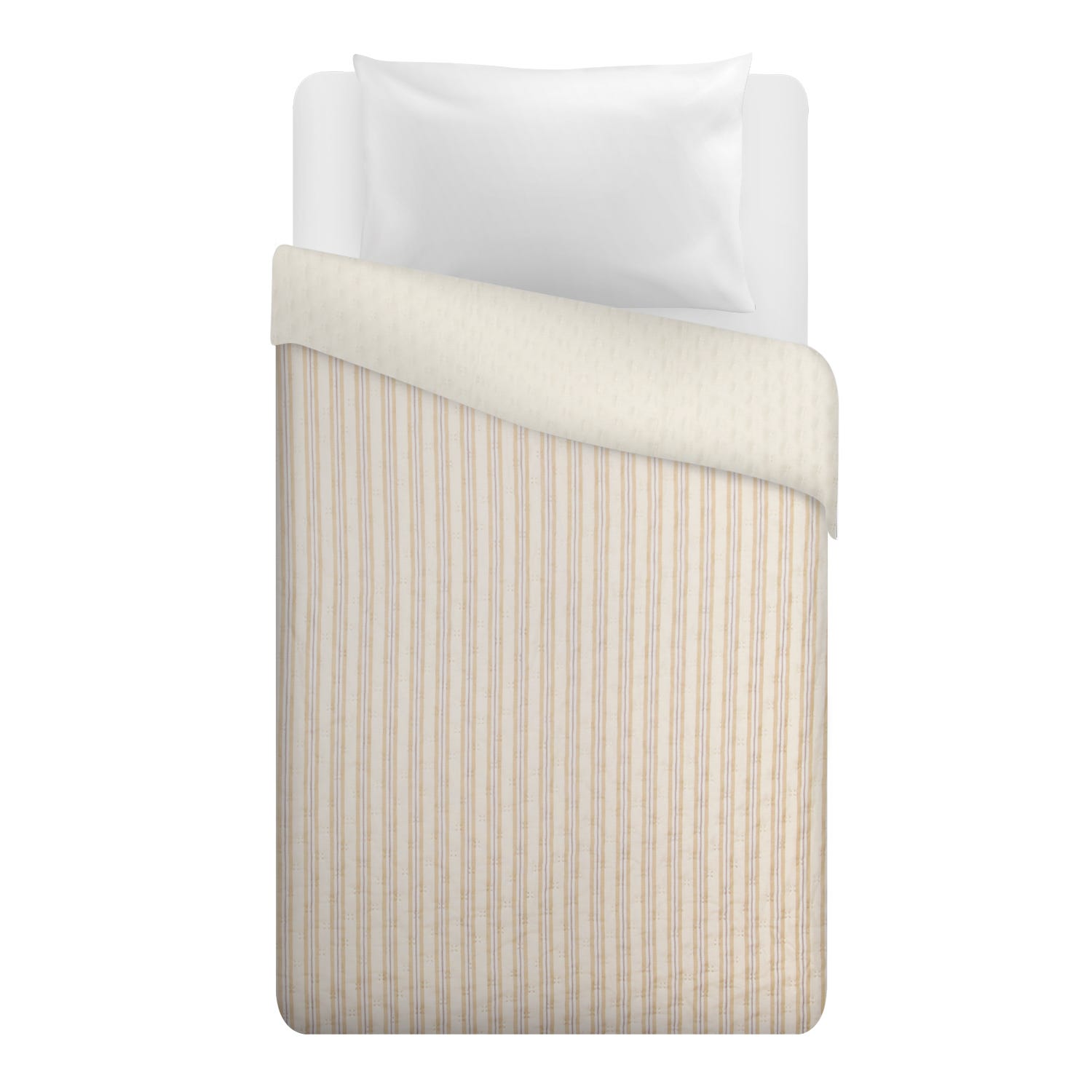 Trapuntino singolo microfibra double face righe beige