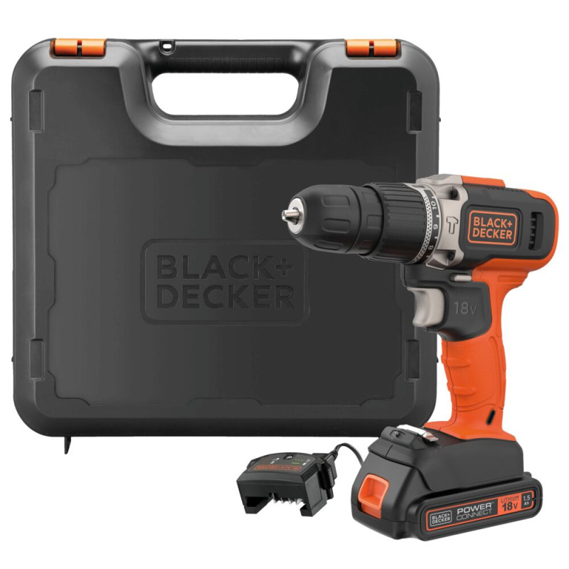 Perceuse visseuse à percussion sur batterie BCD003C1K-QW 1,5 Ah 18 V BLACK DECKER