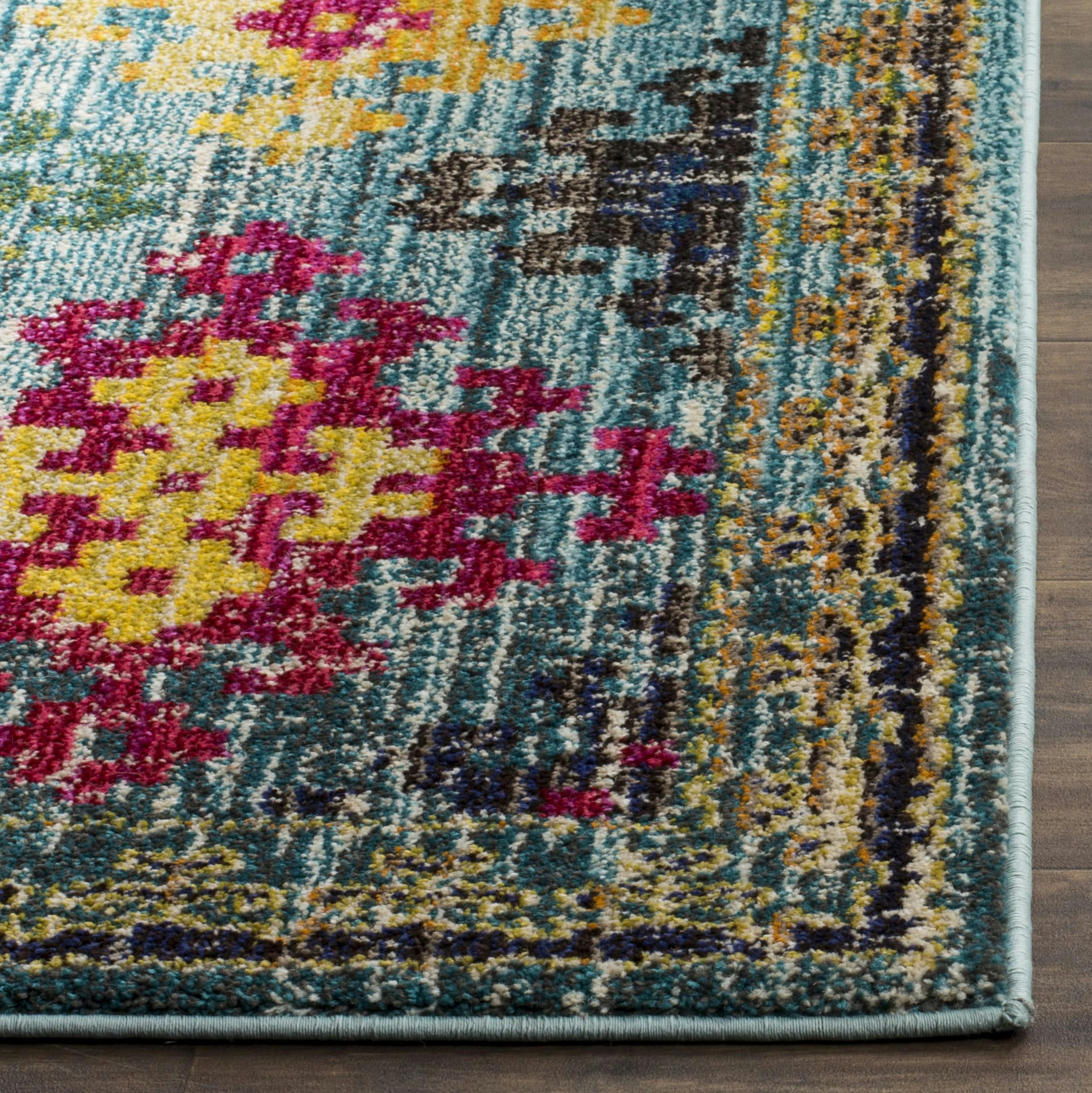 MONACO - Tapis de salon interieur en bleu & multicolore, 91 x 152 cm