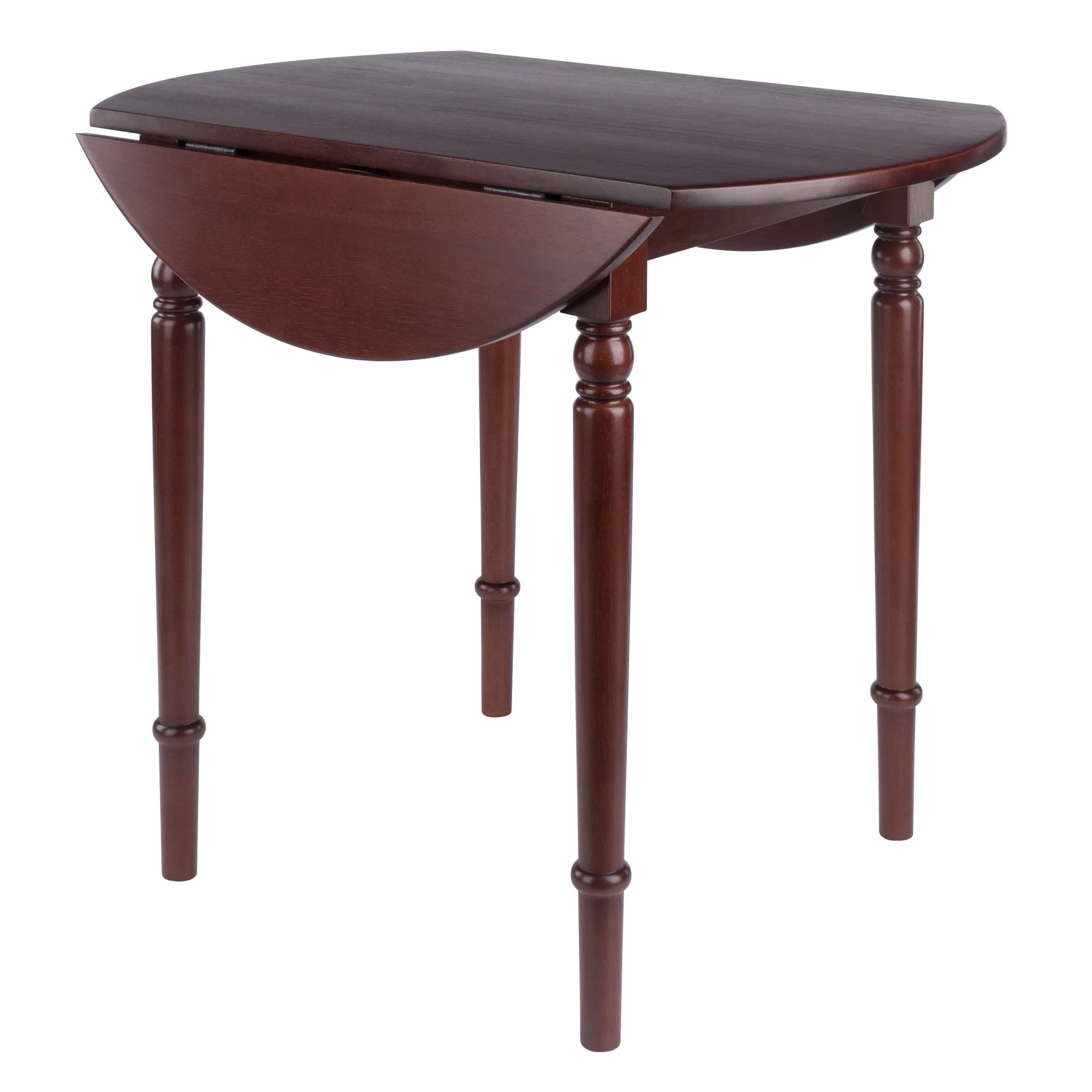 Double Drop Leaf Round Dining Table - 36 - Walnut Brown