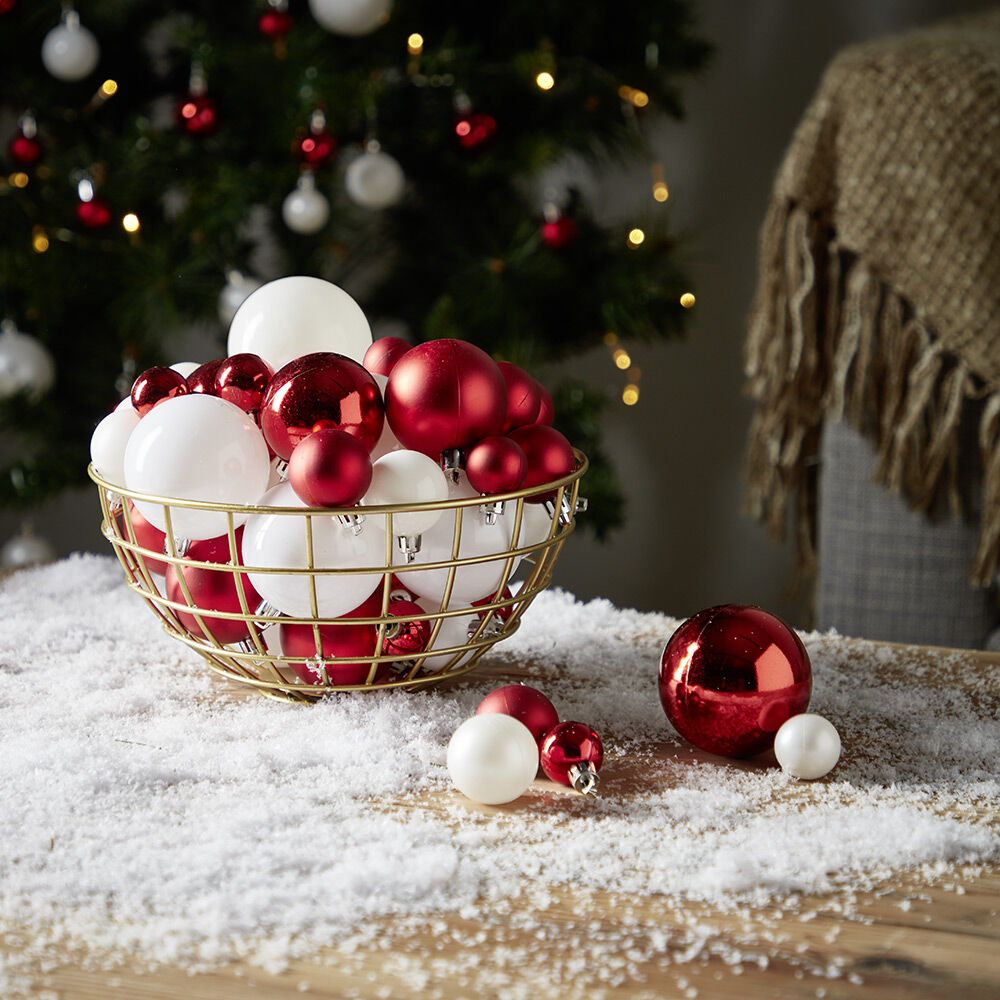 Boule de No&euml;l rouge et blanche x50